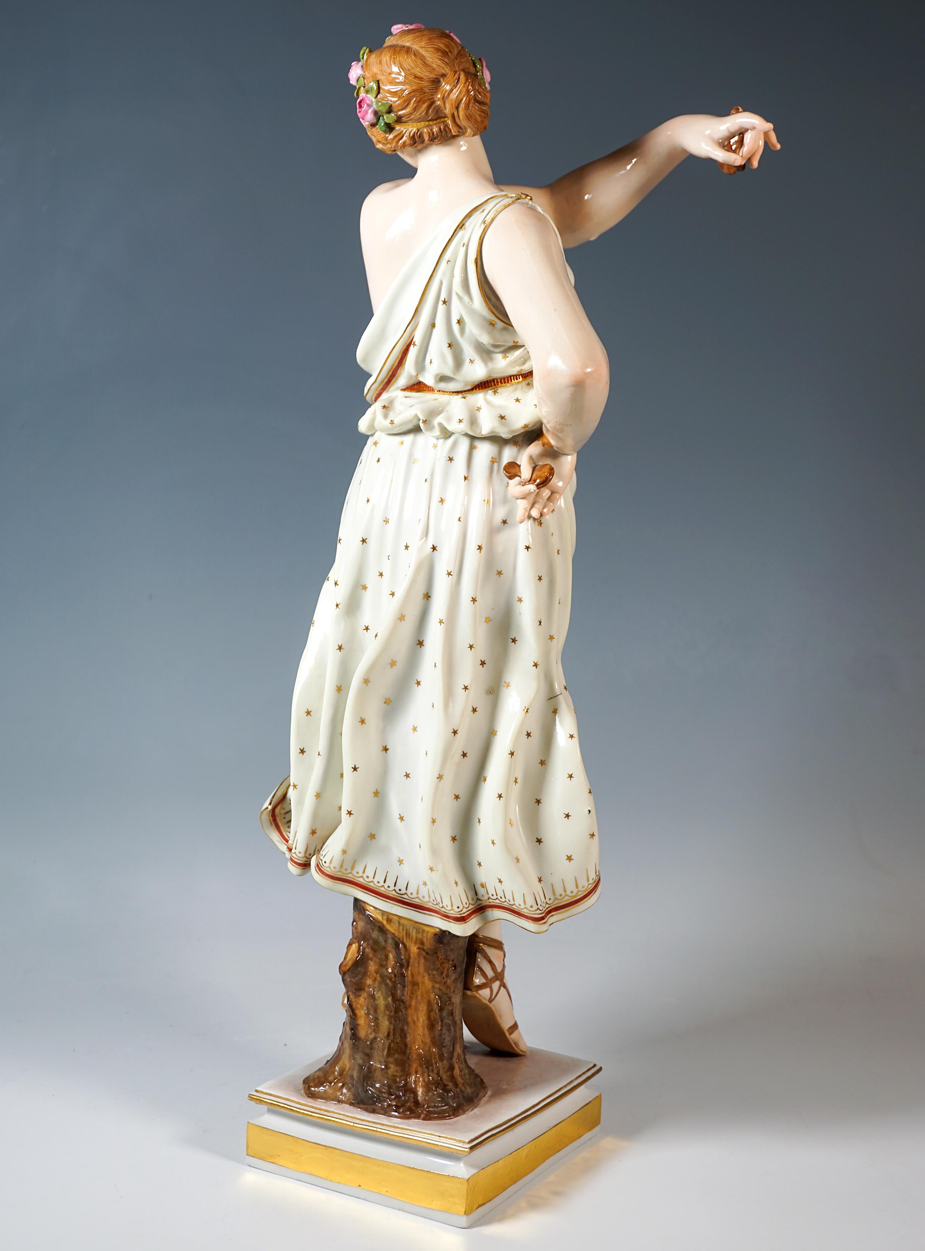Hand-Crafted Large Meissen Porcelain Figurine 'Dancing Vestal Virgin' By E.J. Haenel, Ca 1880 For Sale