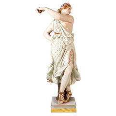 Gran figura de porcelana de Meissen "Virgen vestal danzante" de E.J. Haenel, Ca 1880