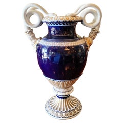 Large Meissen Porcelain Gilt Cobalt Vase Urn Centerpiece Decorative LA