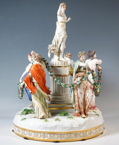 Large Meissen Porcelain Group 'Dance Of The Horae' By C. G. Starcke, Ca 1880