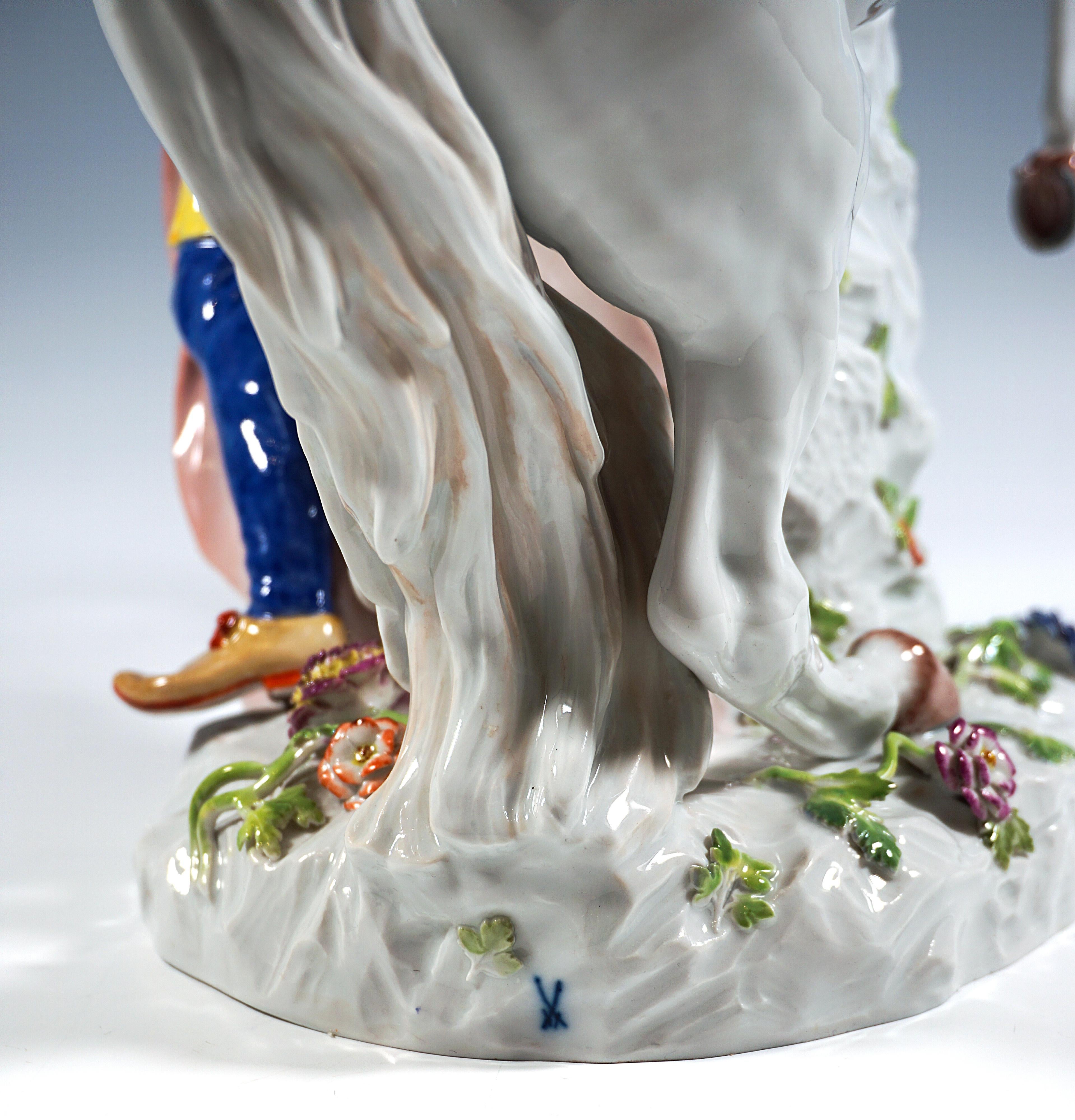 Large Meissen Porcelain Group, Young Man With A White Horse, By Kaendler, 20th en venta 1