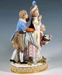 Large Meissen Rococo Genre Group, The Approach, by J.C. Schoenheit, Circa 1850