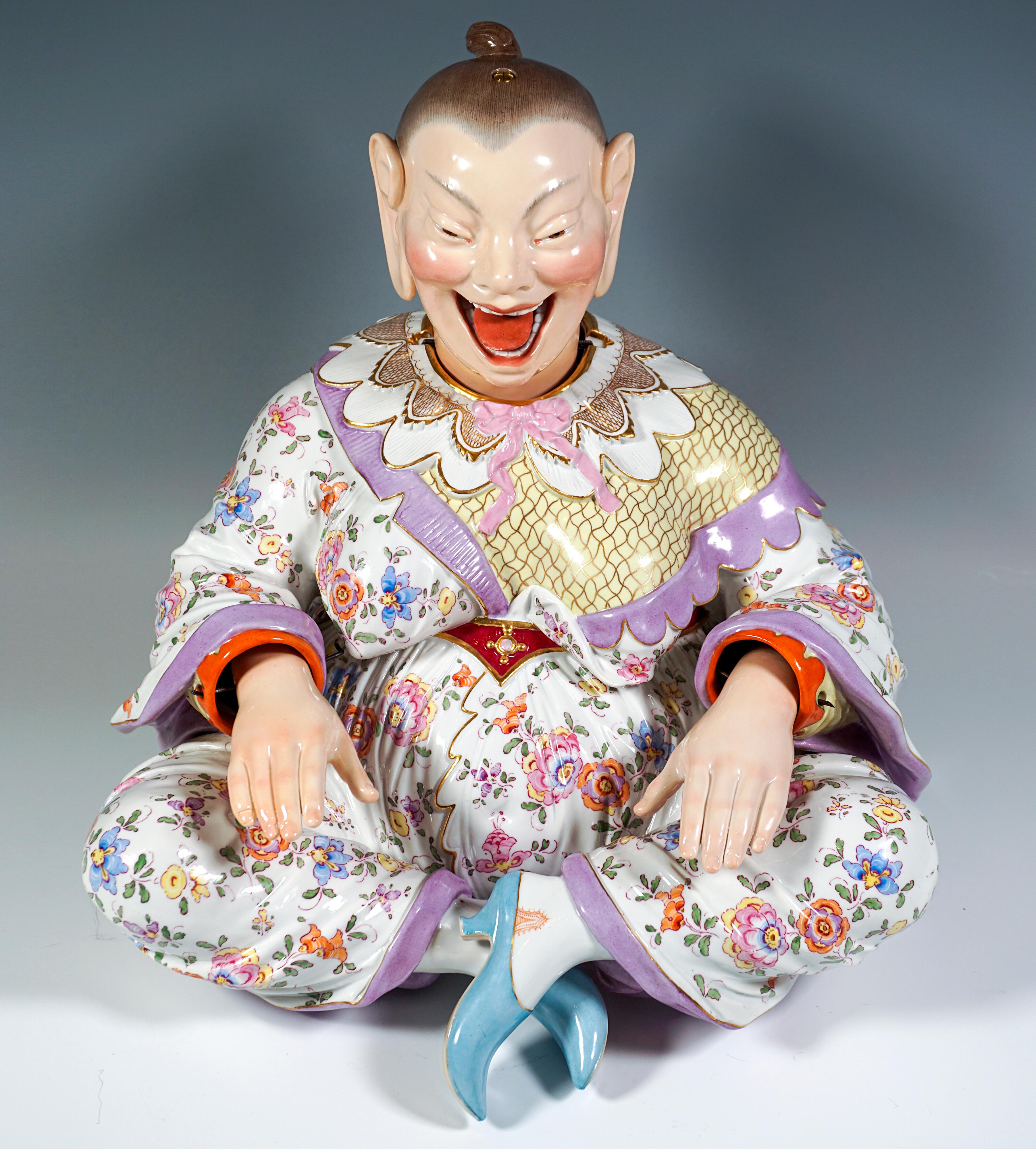 Hand-Crafted Large Meissen Seated Female Porcelain Wiggling Pagoda, By Kaendler, Circa 1860