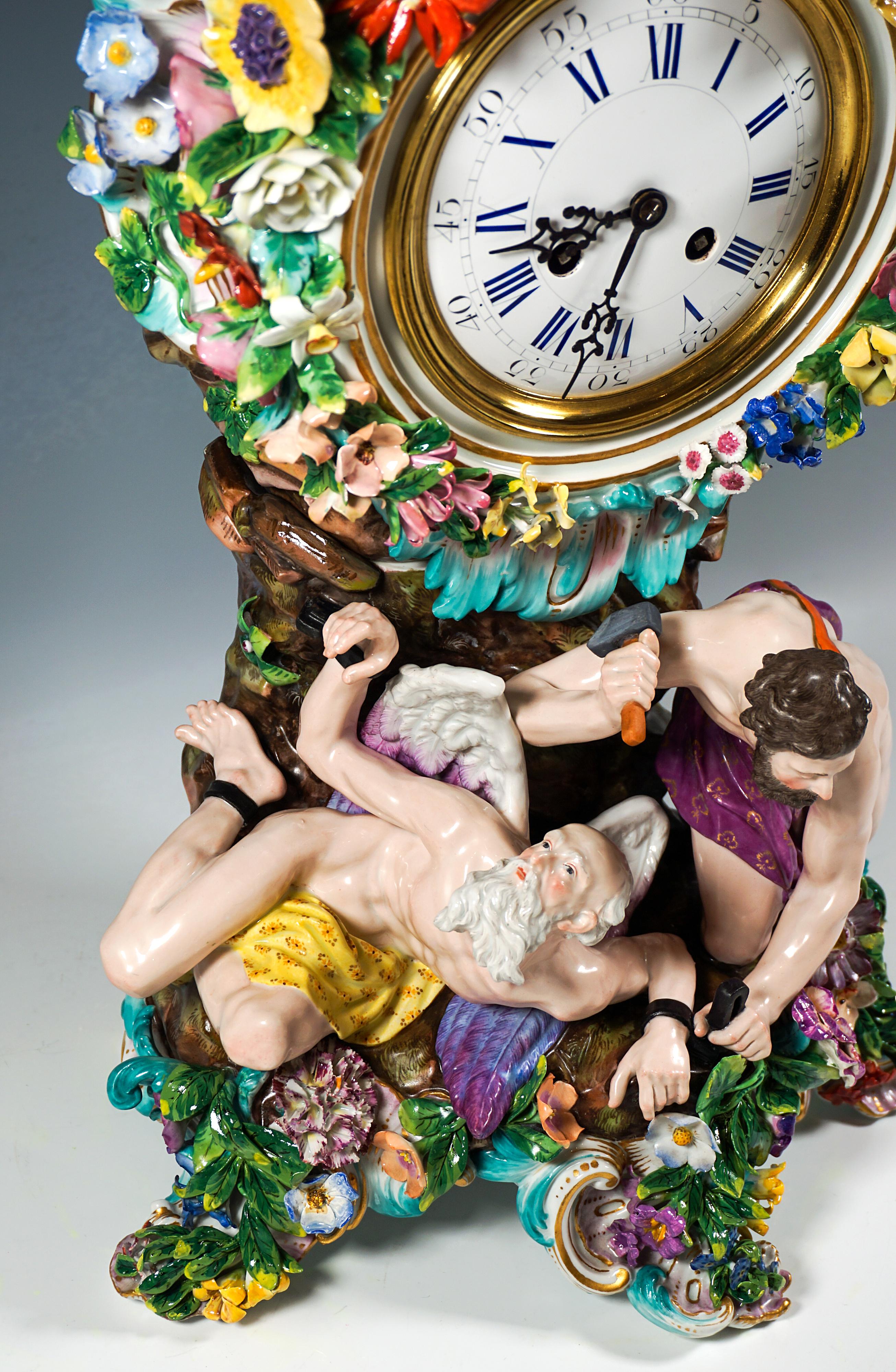 Large Meissen Splendour Clock, Crowned By Jupiter, J.J. Kaendler, Germany, 1860 3