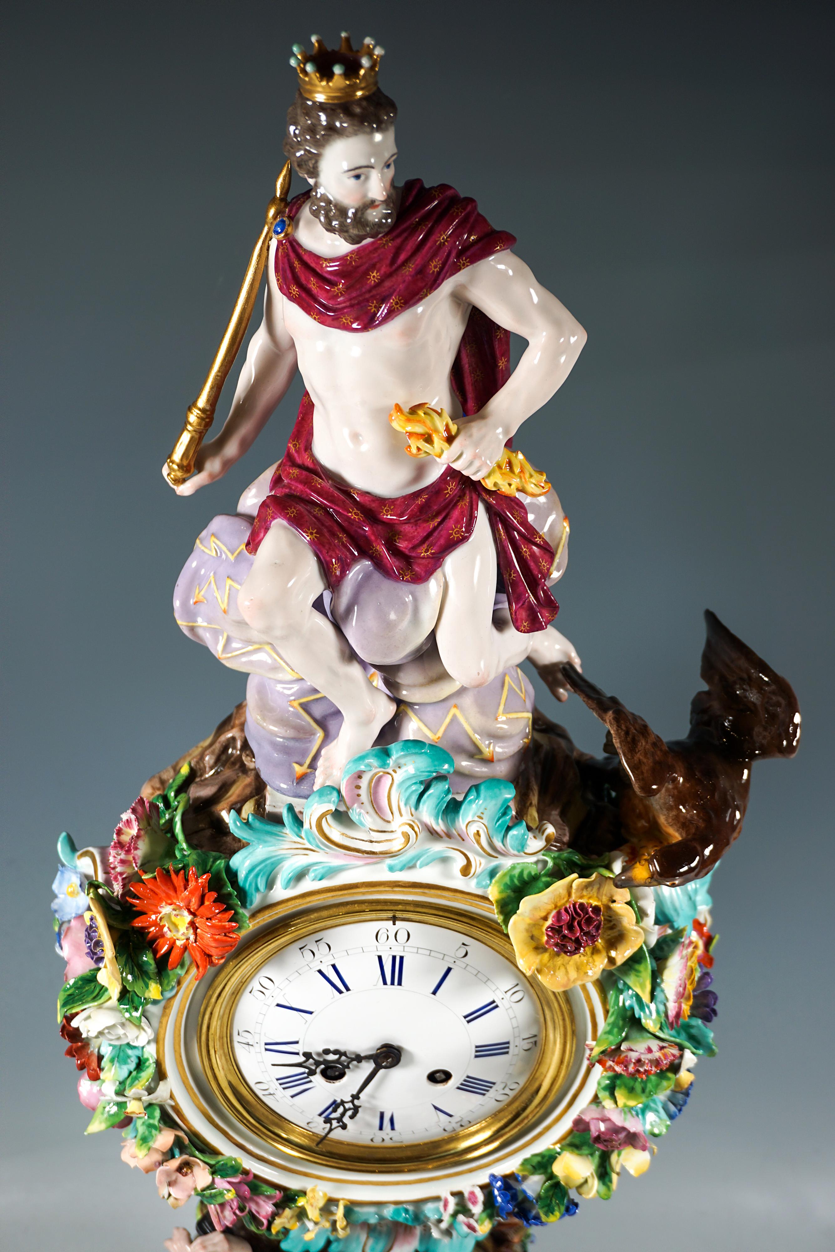 Large Meissen Splendour Clock, Crowned By Jupiter, J.J. Kaendler, Germany, 1860 5