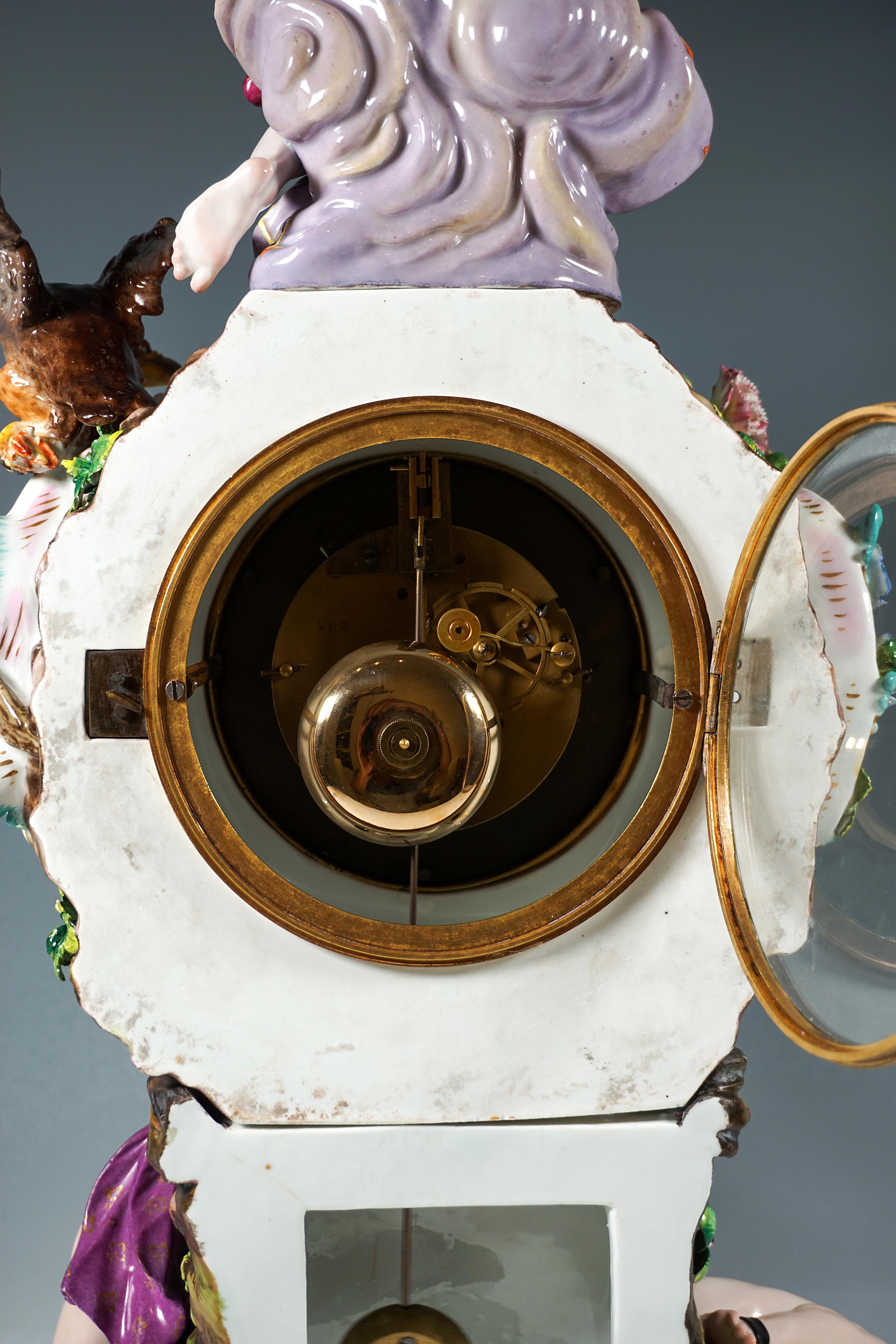 Large Meissen Splendour Clock, Crowned By Jupiter, J.J. Kaendler, Germany, 1860 In Good Condition In Vienna, AT