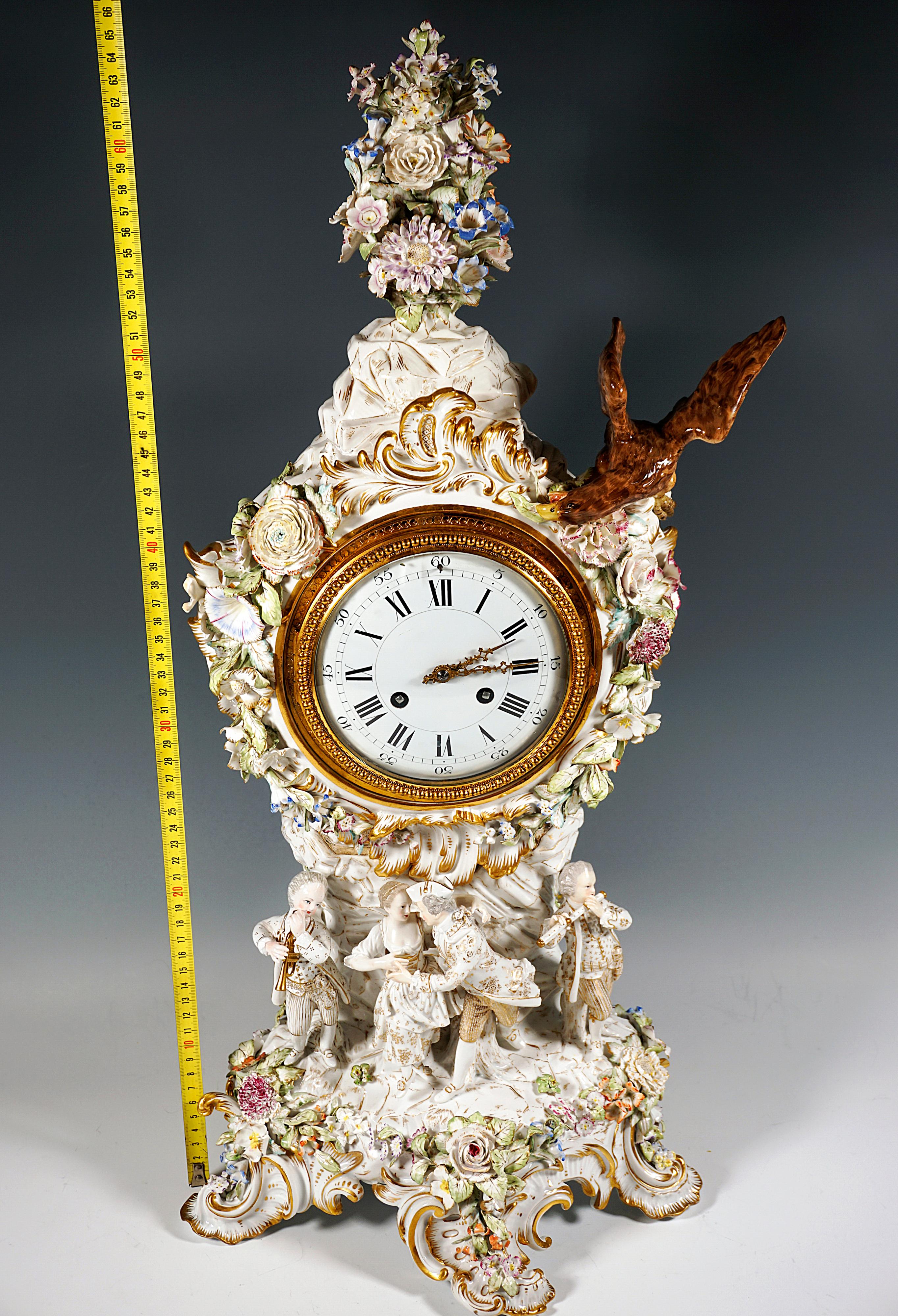 Large Meissen Splendour Clock 'Gardeners And Flowers' by E.A. Leuteritz, Ca 1880 4