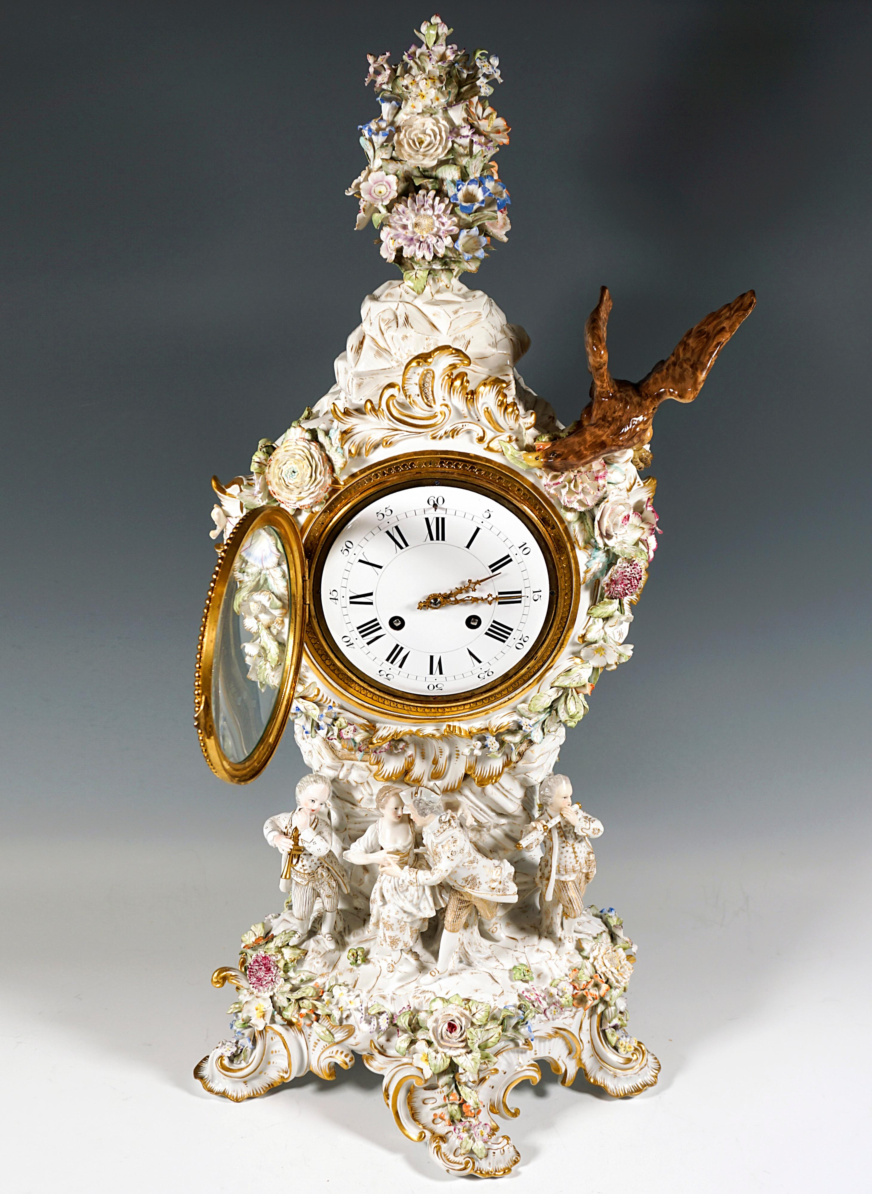 Large Meissen Splendour Clock 'Gardeners And Flowers' by E.A. Leuteritz, Ca 1880 5