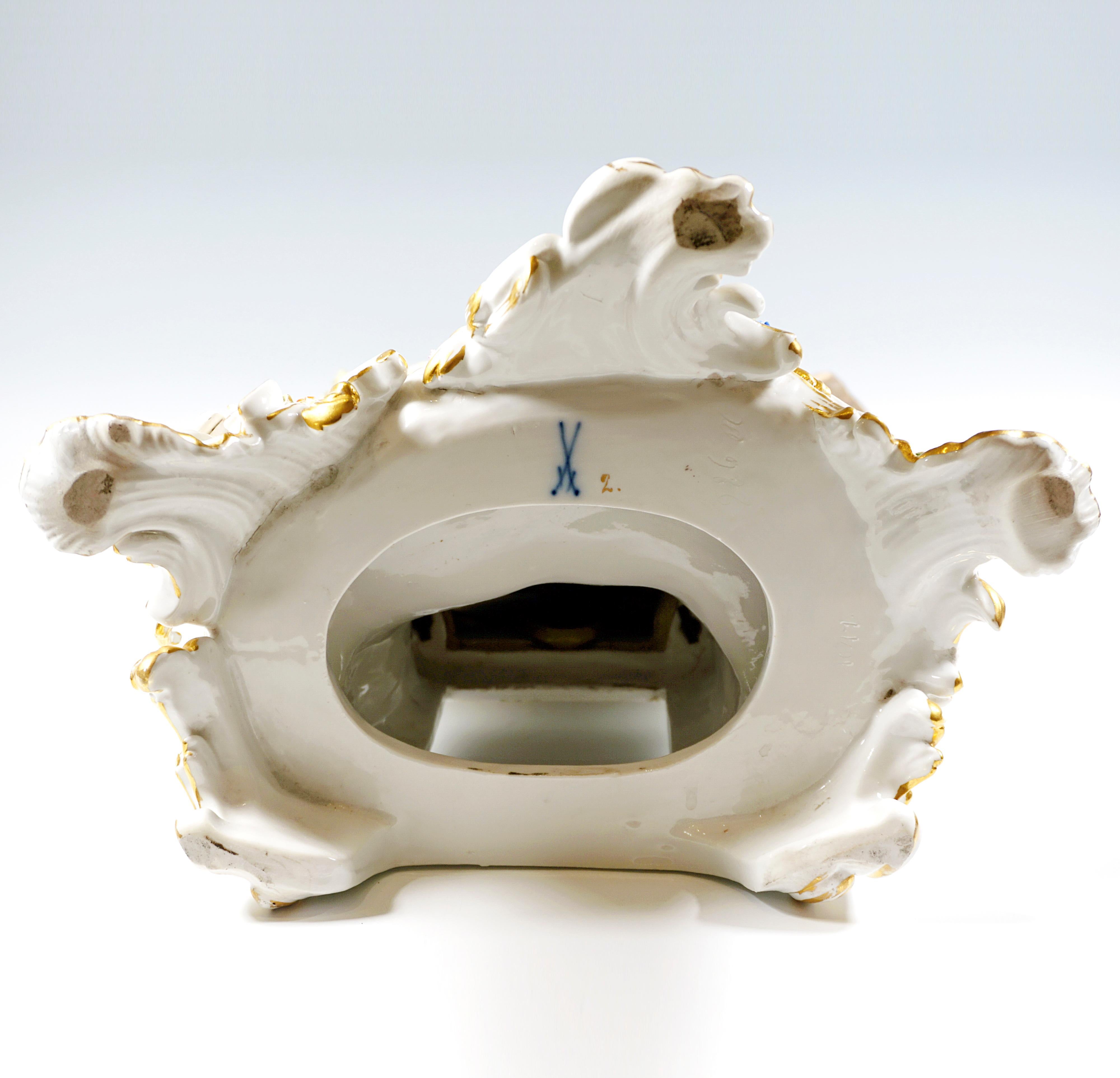 Large Meissen Splendour Clock 'Gardeners And Flowers' by E.A. Leuteritz, Ca 1880 6