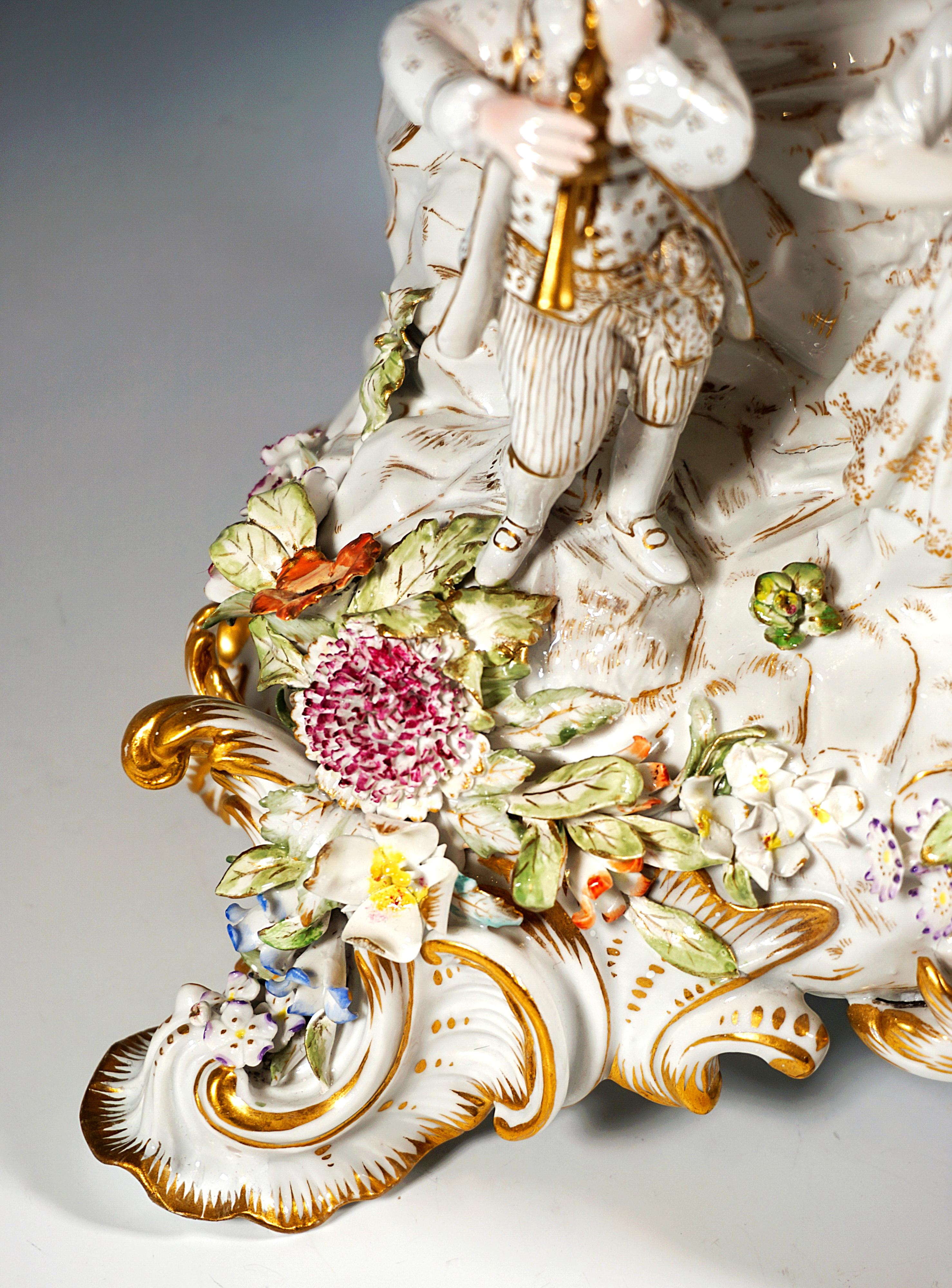 Large Meissen Splendour Clock 'Gardeners And Flowers' by E.A. Leuteritz, Ca 1880 1