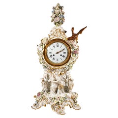 Large Meissen Splendour Clock 'Gardeners And Flowers' by E.A. Leuteritz, Ca 1880