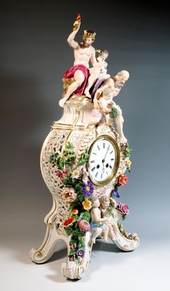 Large Meissen Splendour Clock with Jupiter Group by E.A. Leuteritz, circa 1860
