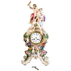 Antique Large Meissen Splendour Clock with Jupiter Group by E.A. Leuteritz, circa 1860