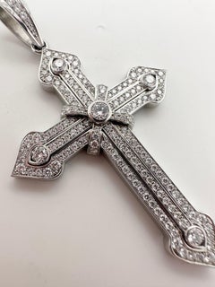 Large mens diamond cross 18KT white gold over 2 carats of diamonds