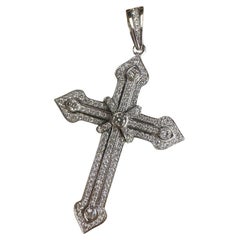 Large mens diamond cross 18KT white gold over 2 carats of diamonds