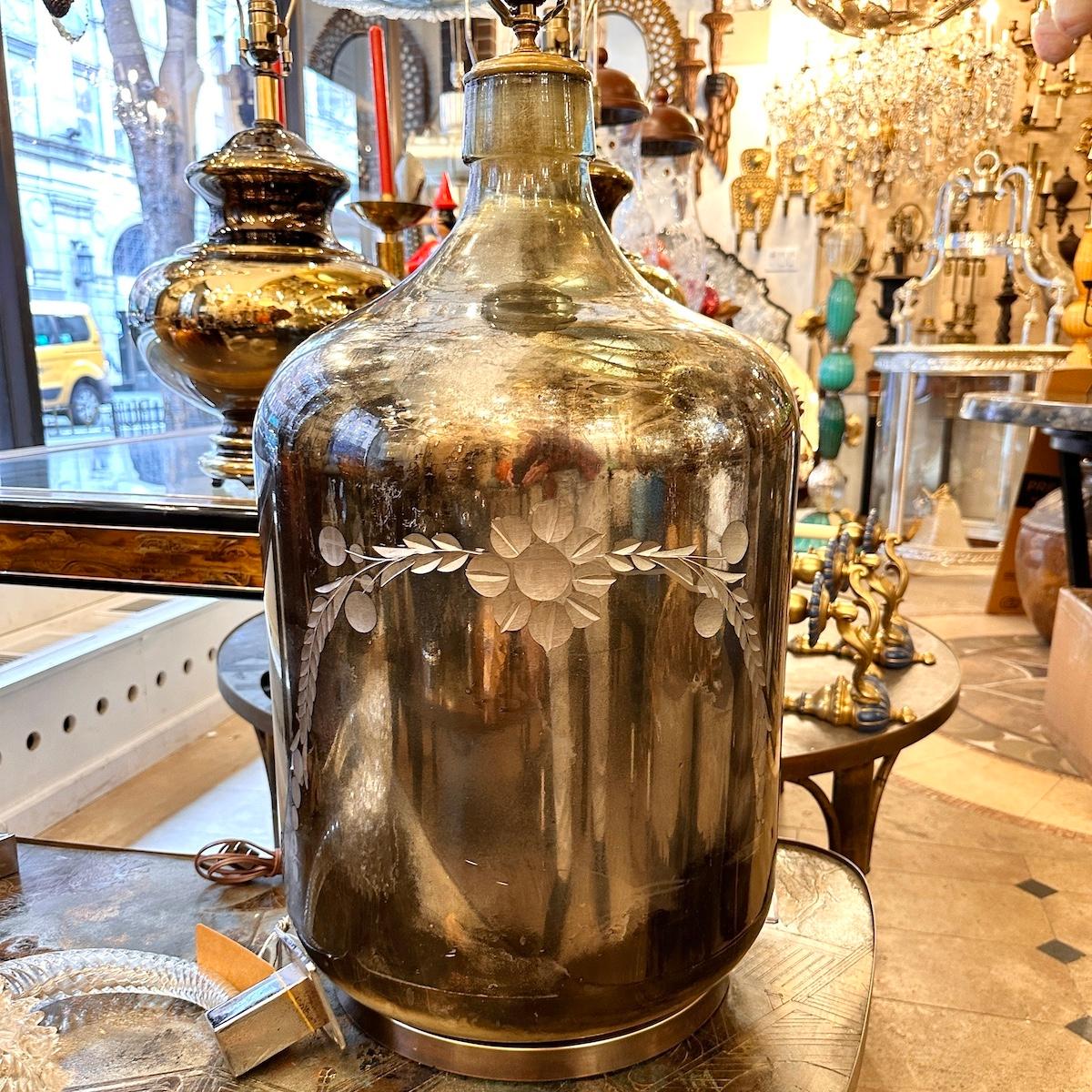 Mid-20th Century Large Mercury Glass Lamp For Sale