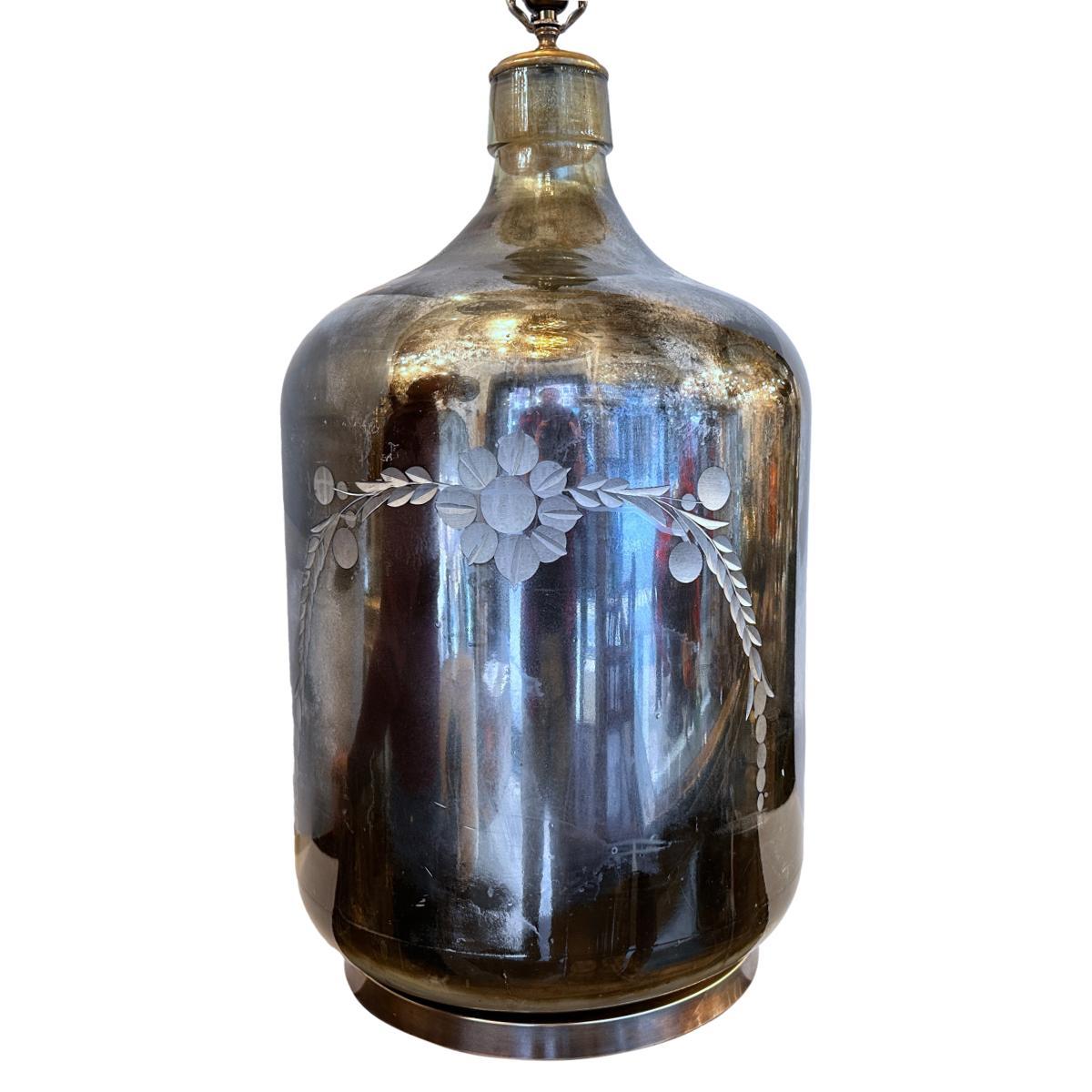 Large Mercury Glass Lamp For Sale 2