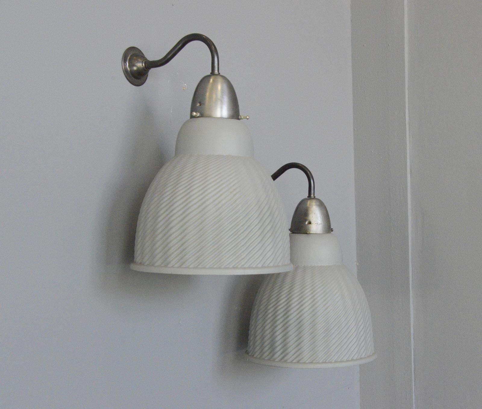 Large mercury glass wall lights, circa 1930s

- Price is per lamp
- Grey outer paint
- Mercury glass inner
- Takes E27 fitting bulbs
- Wires directly into the wall
- Czech ~ 1930s
- Measures: 40cm tall x 27cm wide x 27cm deep

Condition