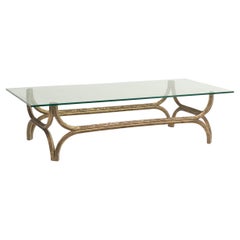 Large Metal and Glass Coffee Table