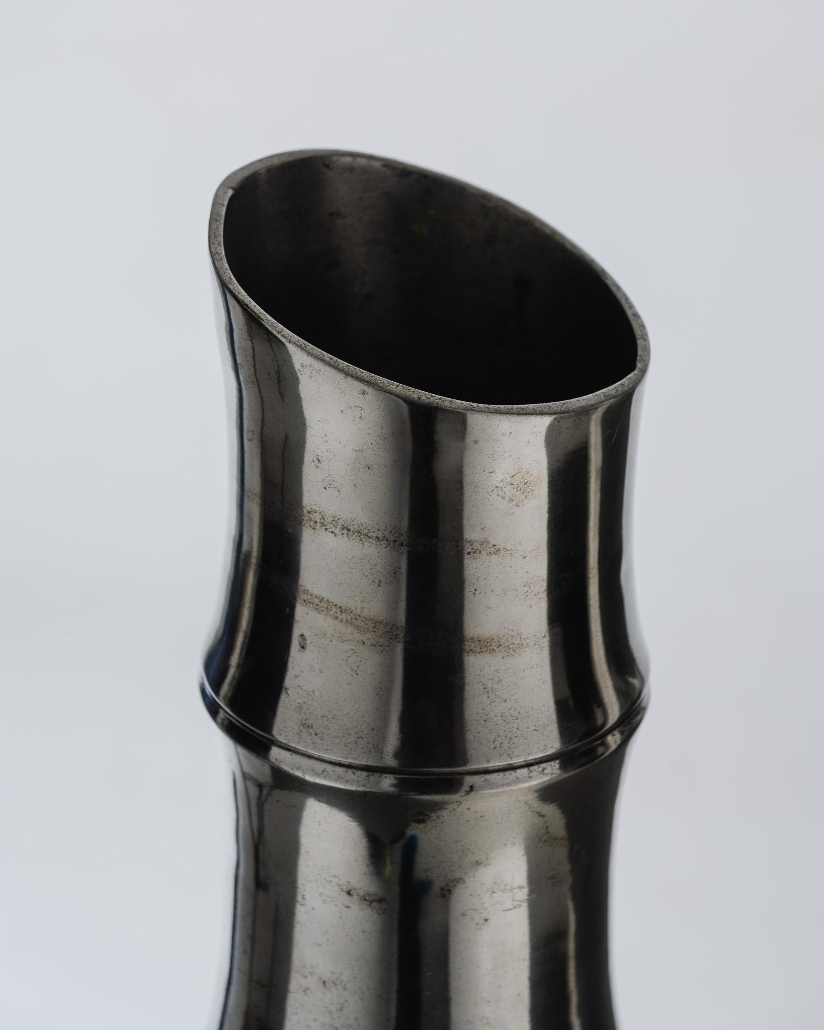 Modern Large Metal Bamboo Vase, 1970s For Sale