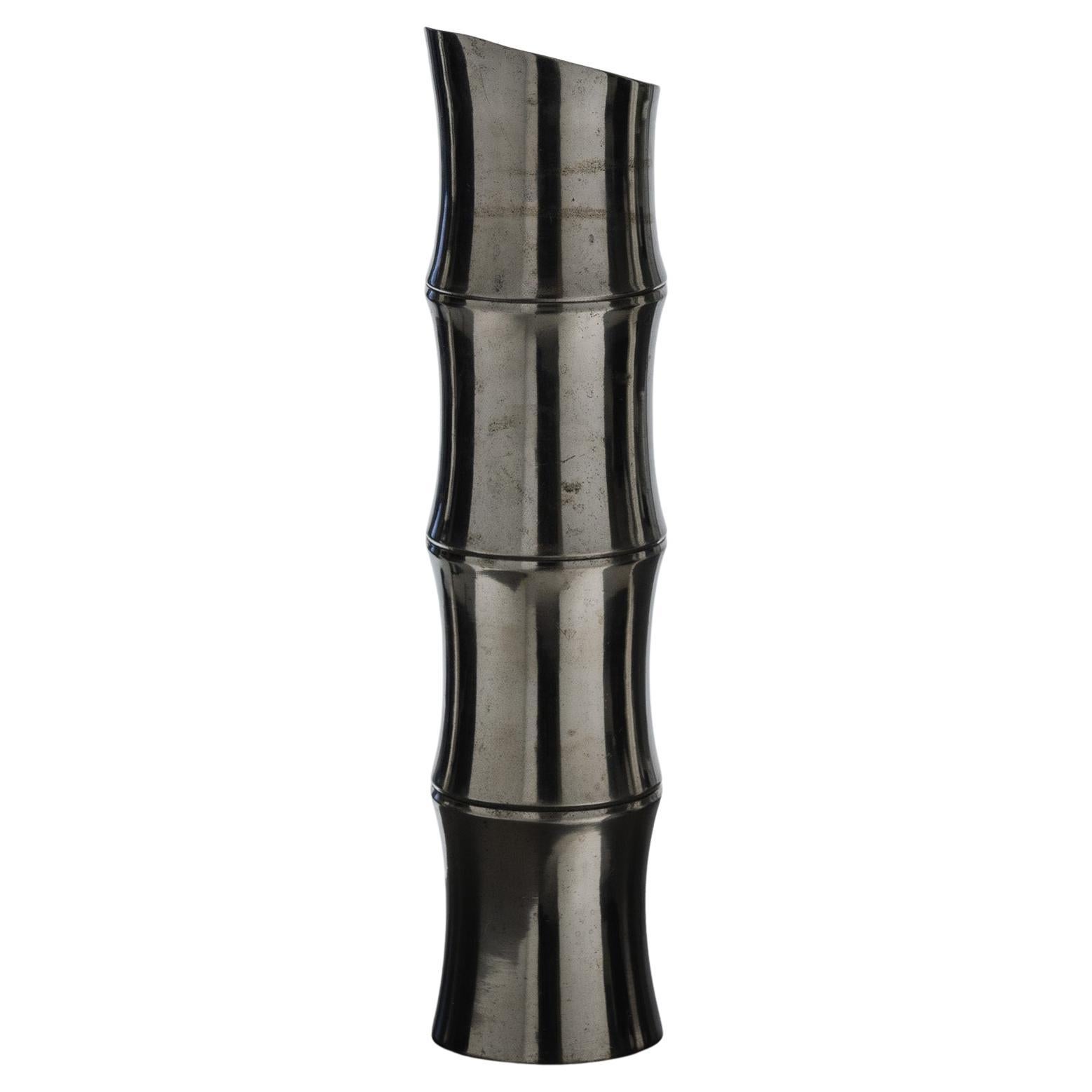 Large Metal Bamboo Vase, 1970s For Sale