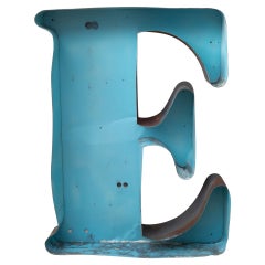 Vintage Large Metal Channel Letter "E" c.1950