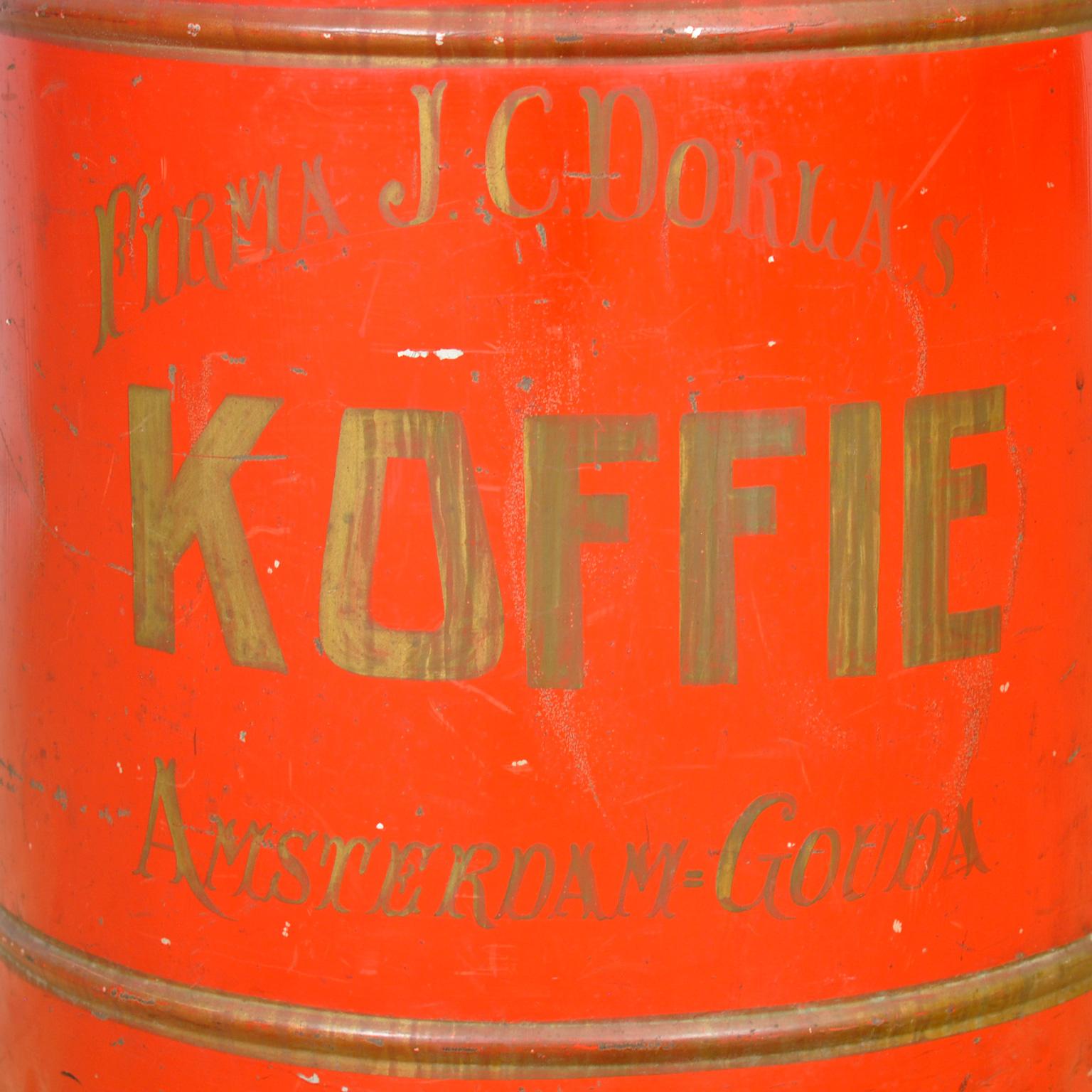 Grande boîte à café en métal par A.C. Dorlas, Circa 1920 en vente 1
