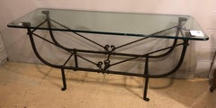 Large Metal Diego Giacometti Style Console or Sofa Table Metal and Glass