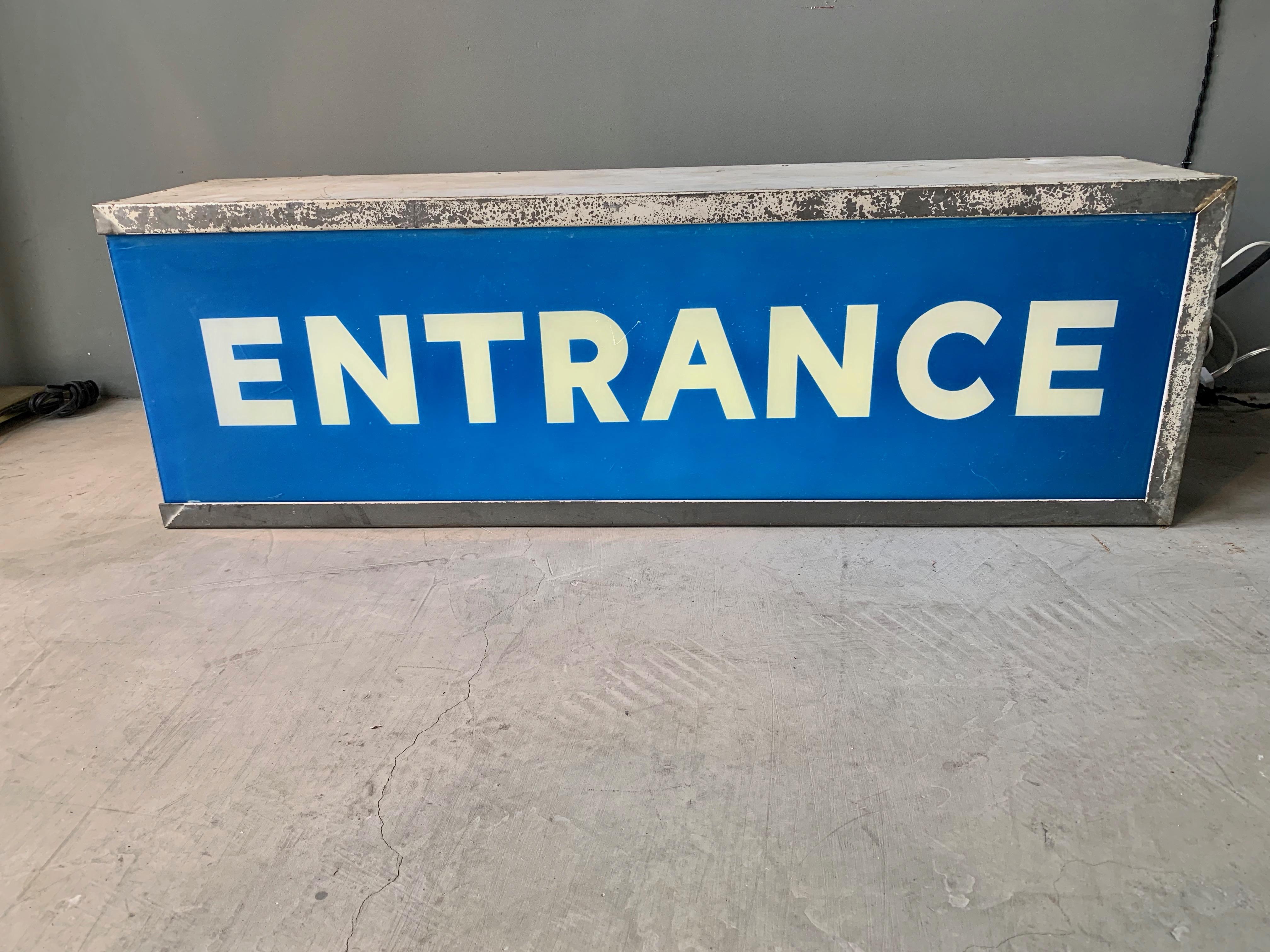 Large Metal Entrance Light Box Sign In Good Condition In Los Angeles, CA