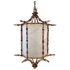 Large Metal Faux Bamboo Lantern