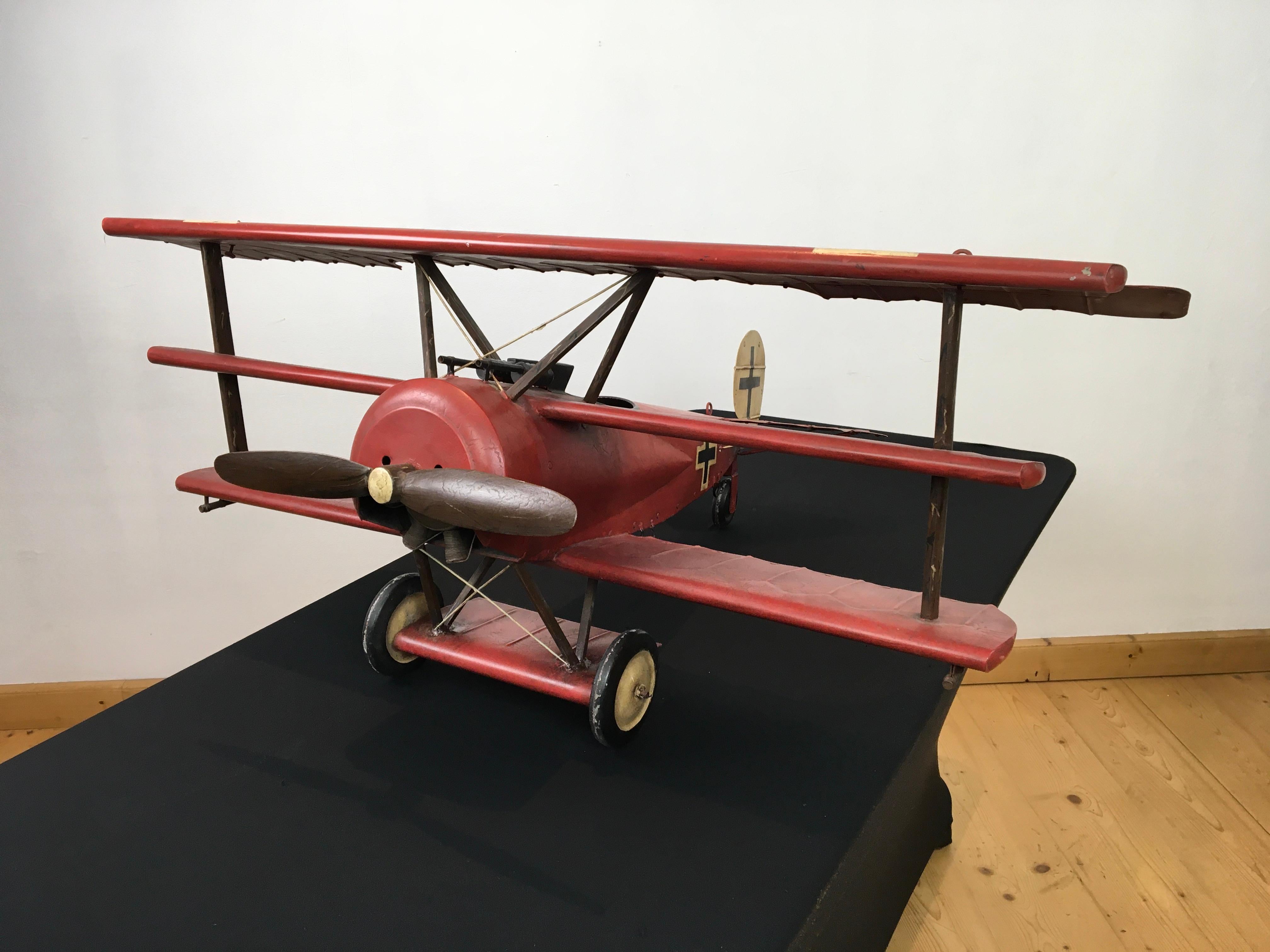 Large Metal Fokker Red Baron Tri-Plane Model 2