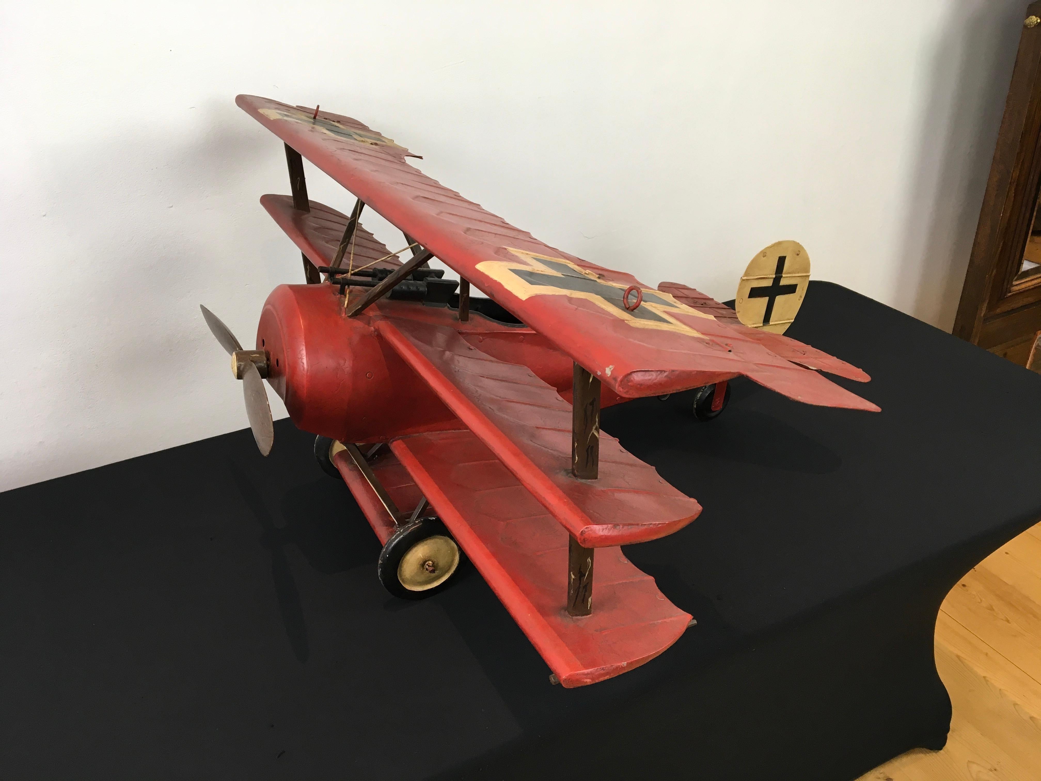 Large Metal Fokker Red Baron Tri-Plane Model 3