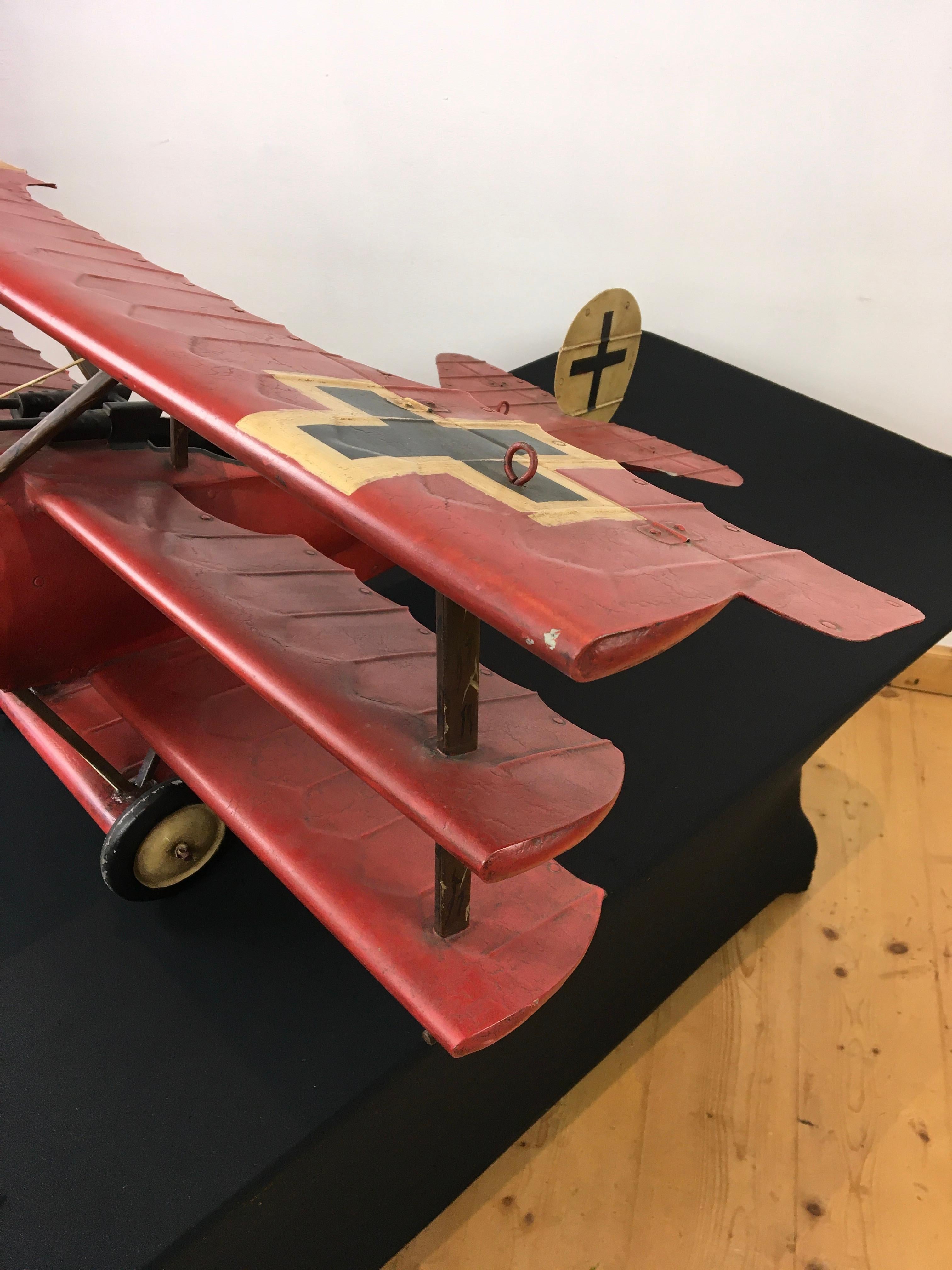 Large Metal Fokker Red Baron Tri-Plane Model 4