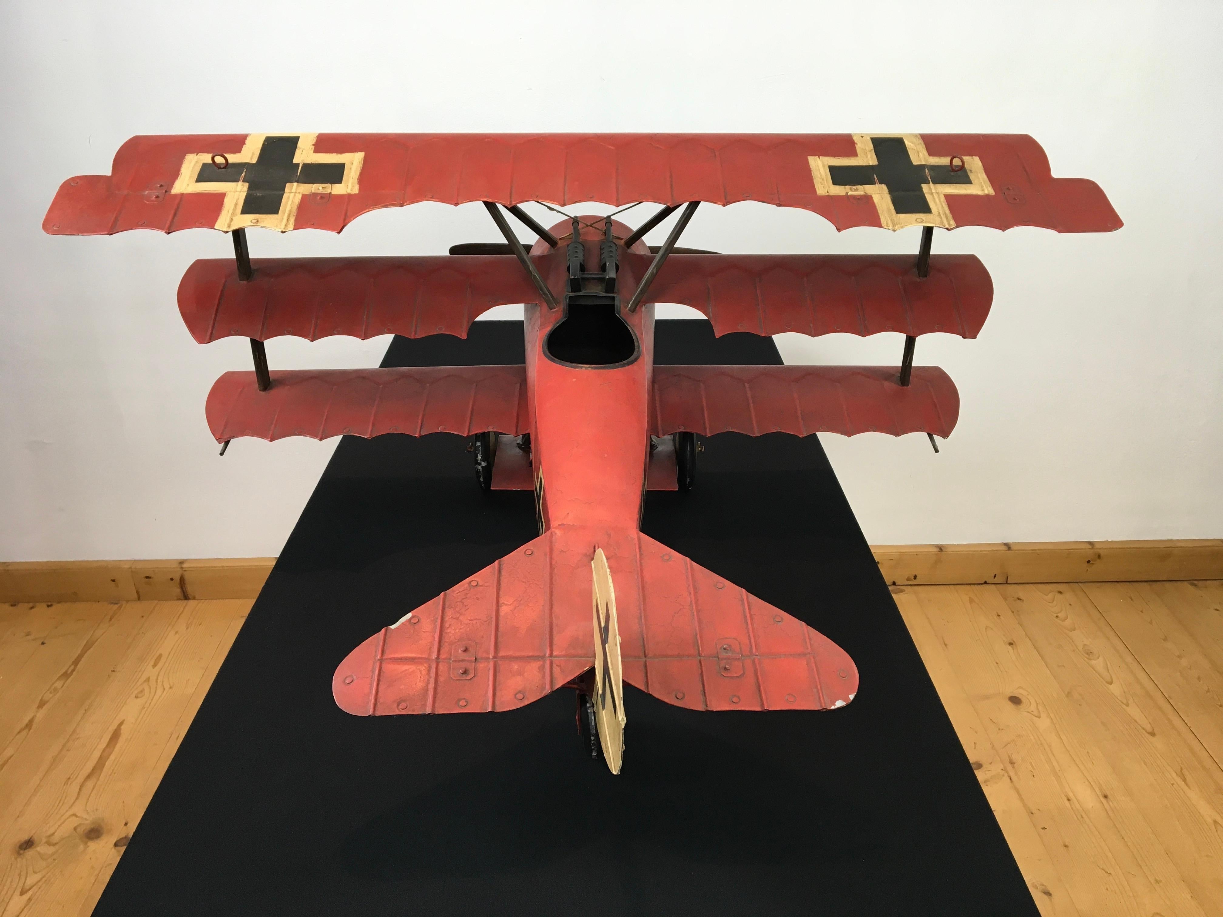 Large Metal Fokker Red Baron Tri-Plane Model 6