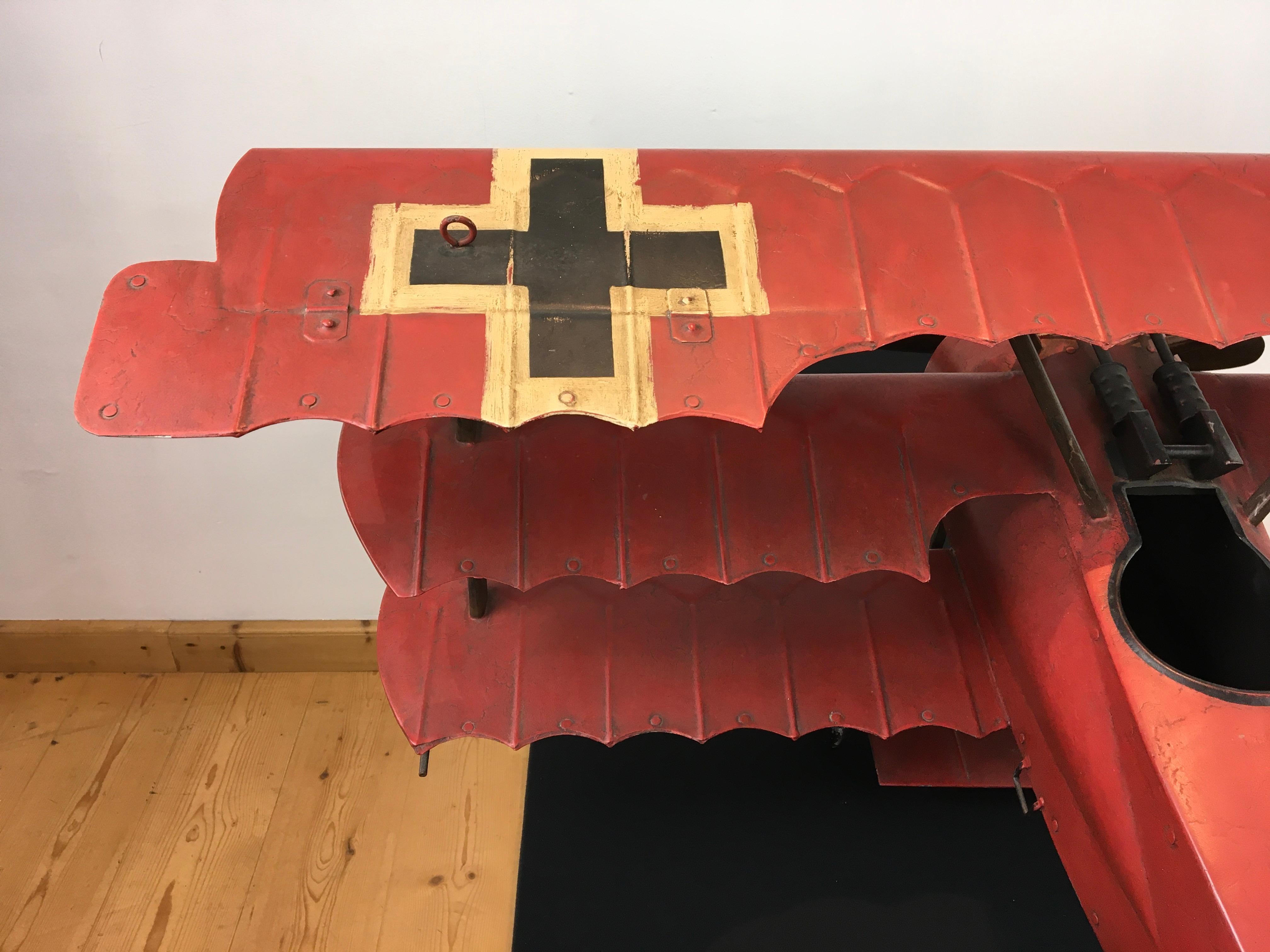 Large Metal Fokker Red Baron Tri-Plane Model 7