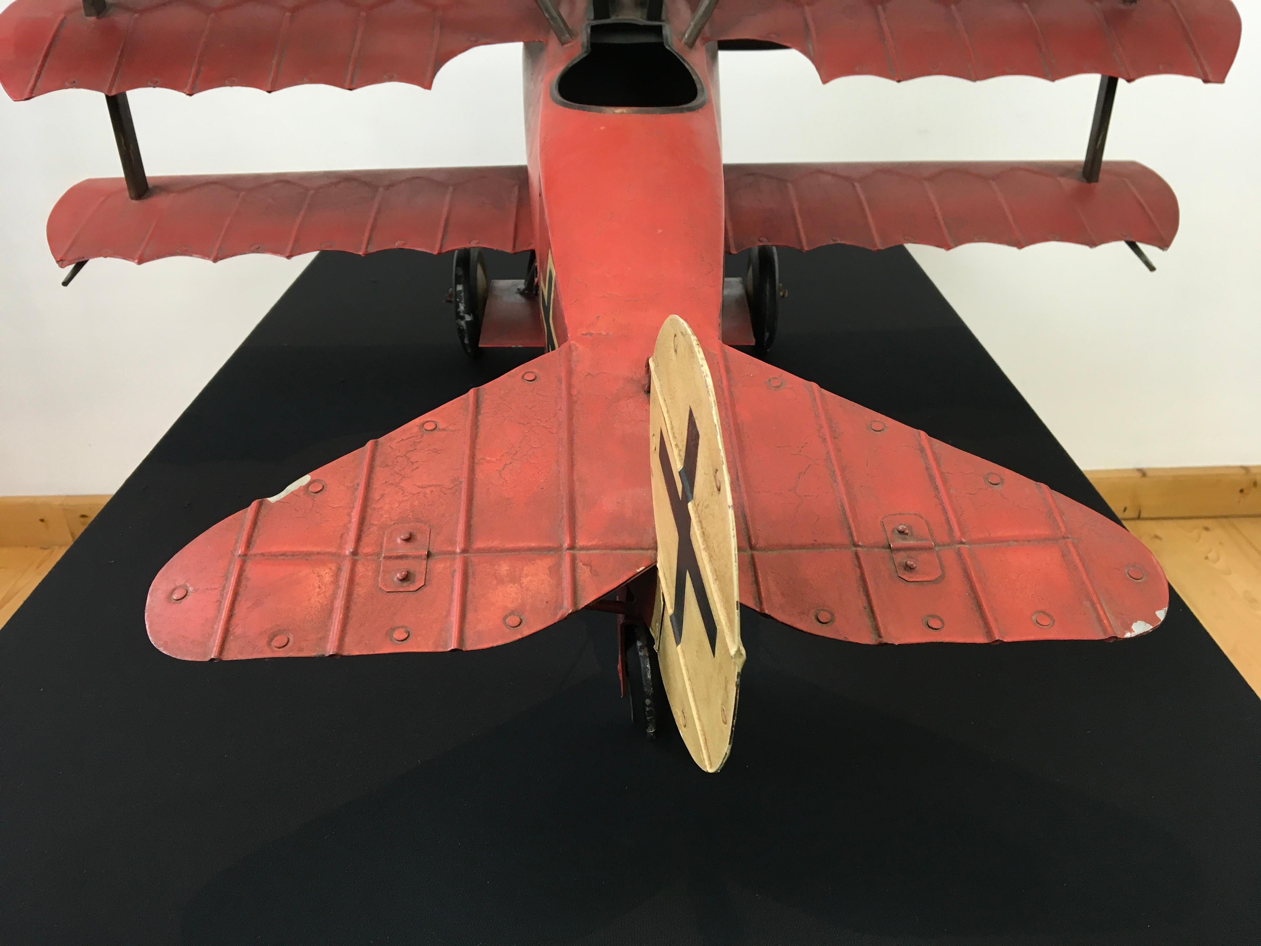 Large Metal Fokker Red Baron Tri-Plane Model 10