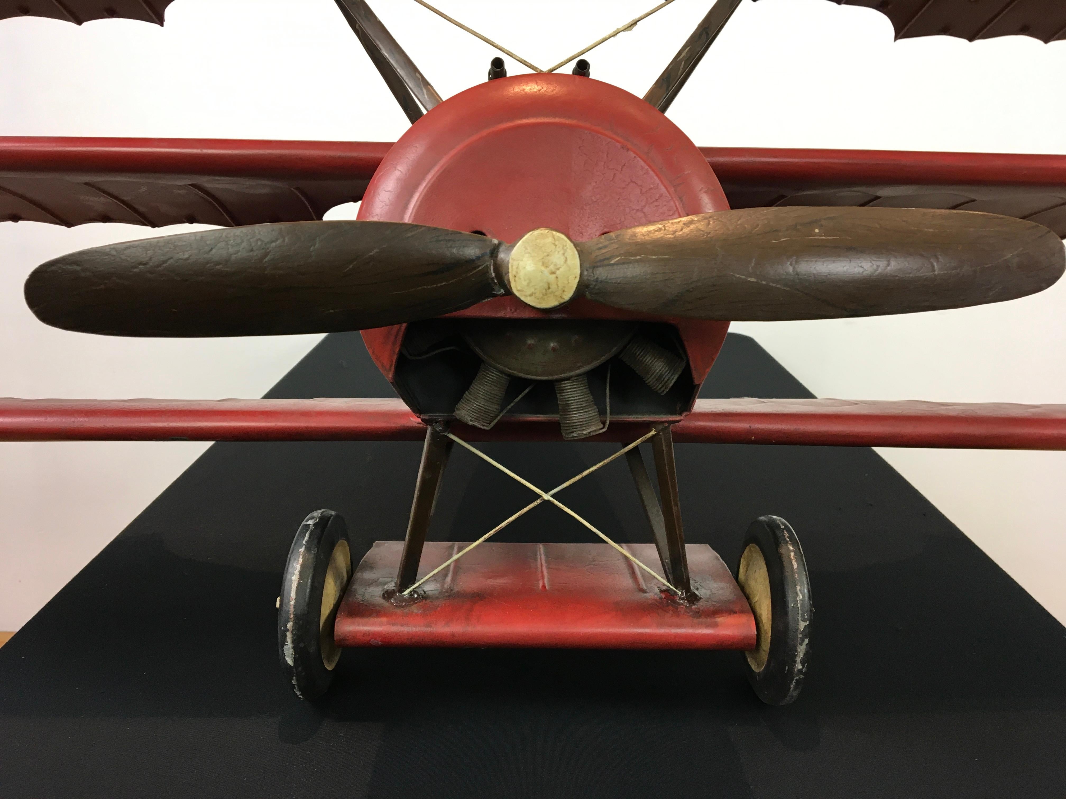 20th Century Large Metal Fokker Red Baron Tri-Plane Model