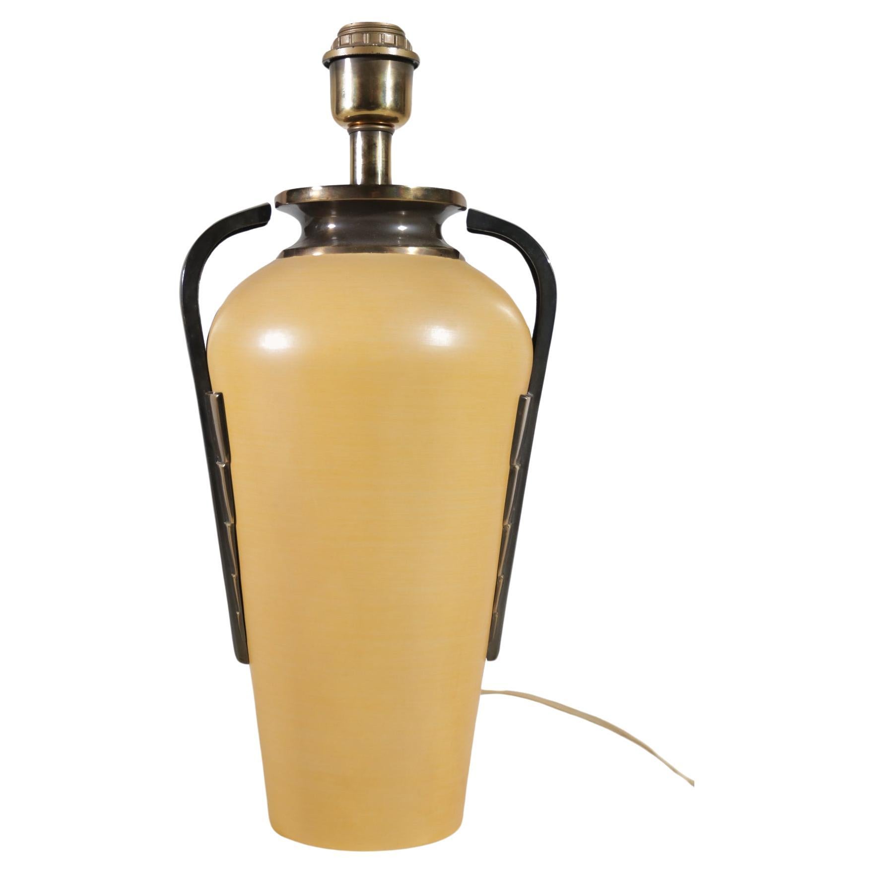 Italian Large Metal Hollywood Regency Style Table Lamp from the 1980s