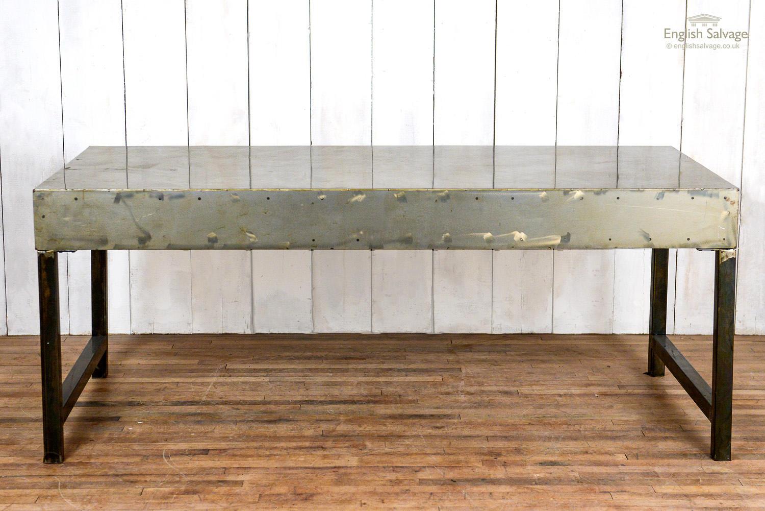 Large Metal Industrial Style Table, 20th Century In Good Condition For Sale In London, GB