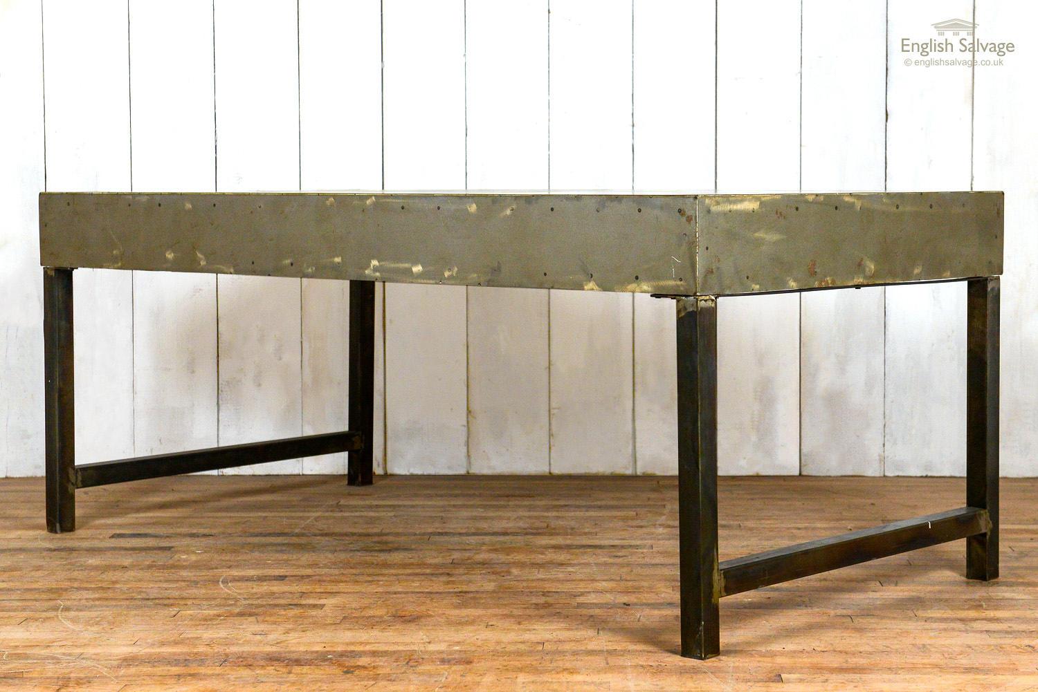 Large Metal Industrial Style Table, 20th Century For Sale 1