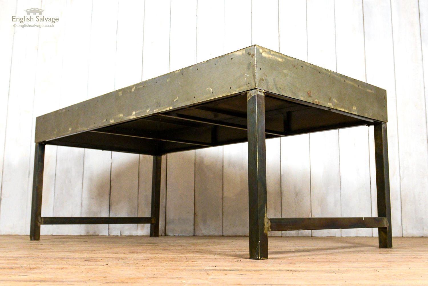 Large Metal Industrial Style Table, 20th Century For Sale 2