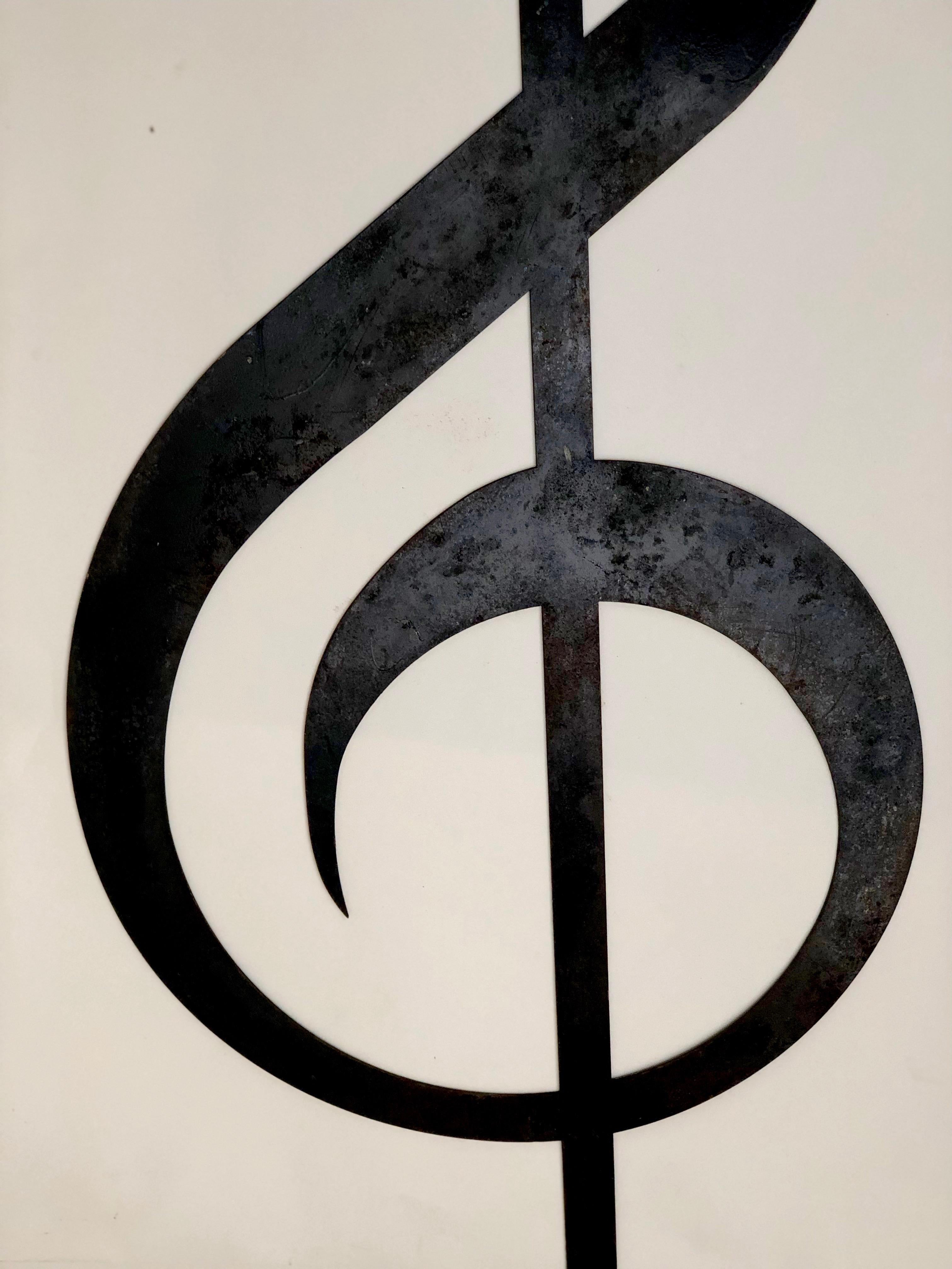 Hand-Crafted Large Metal Music Note from the 1960s