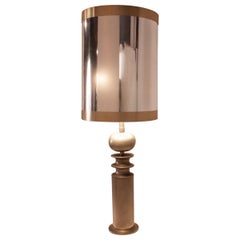 Vintage Large Metal Table Lamp, Spain, 1970
s