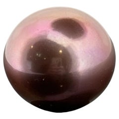 Large Metallic Mauve Cultured Pearl Loose Bead 14-15.25mm Near Round Freshwater
