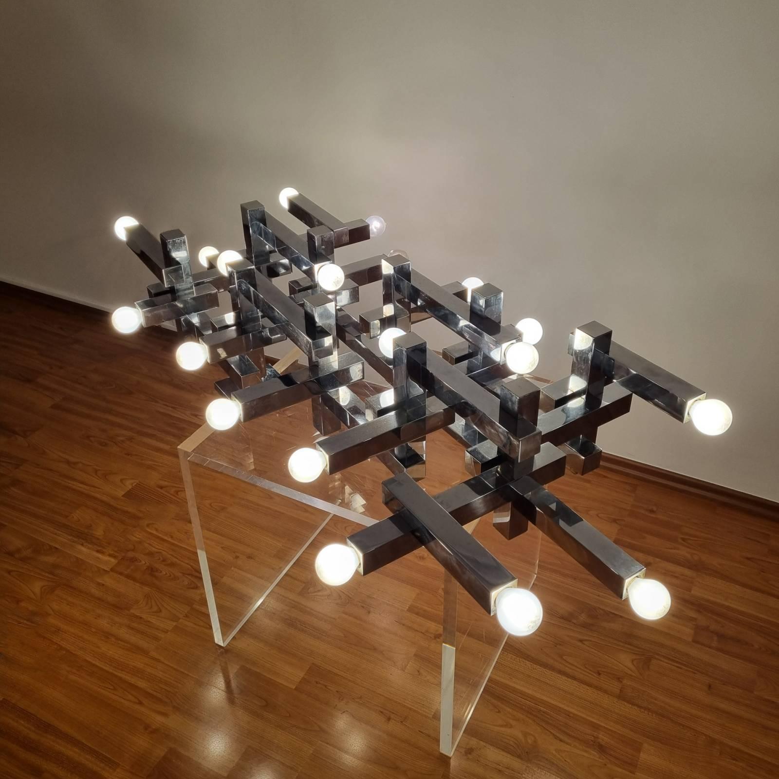 Large Metric Wall Lamp Designed by Gaetano Sciolari for Sciolari, Italy 60s 13