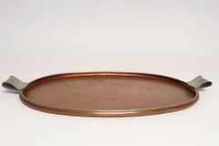 Large Mexican Arts and Crafts Copper and Silver-Plate Serving Tray by Tane