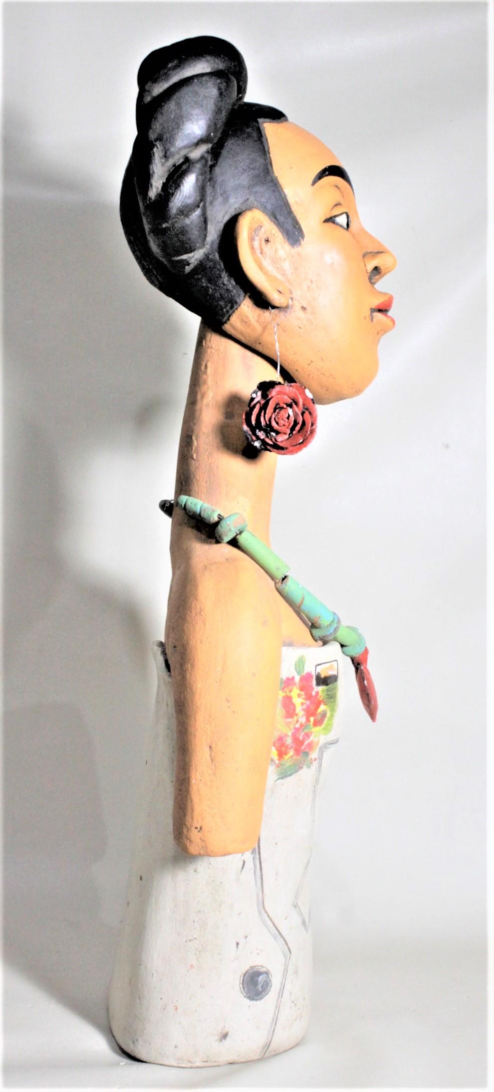 20th Century Large Mexican Folk Art Pottery Sculpture of a Female Depicting Life & Death For Sale