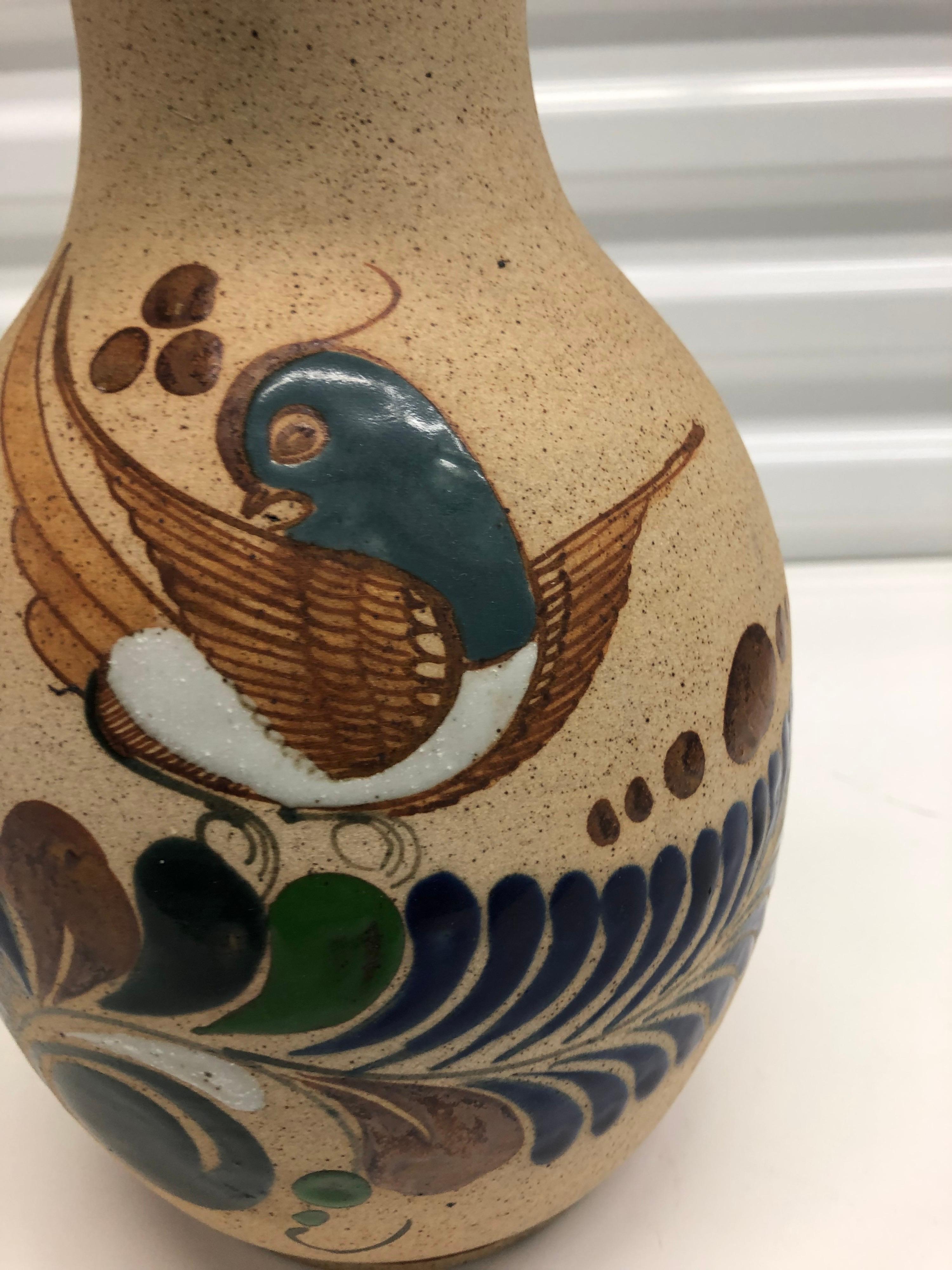 Hand-Crafted Large Mexican Hand Painted Tonala Water Jug