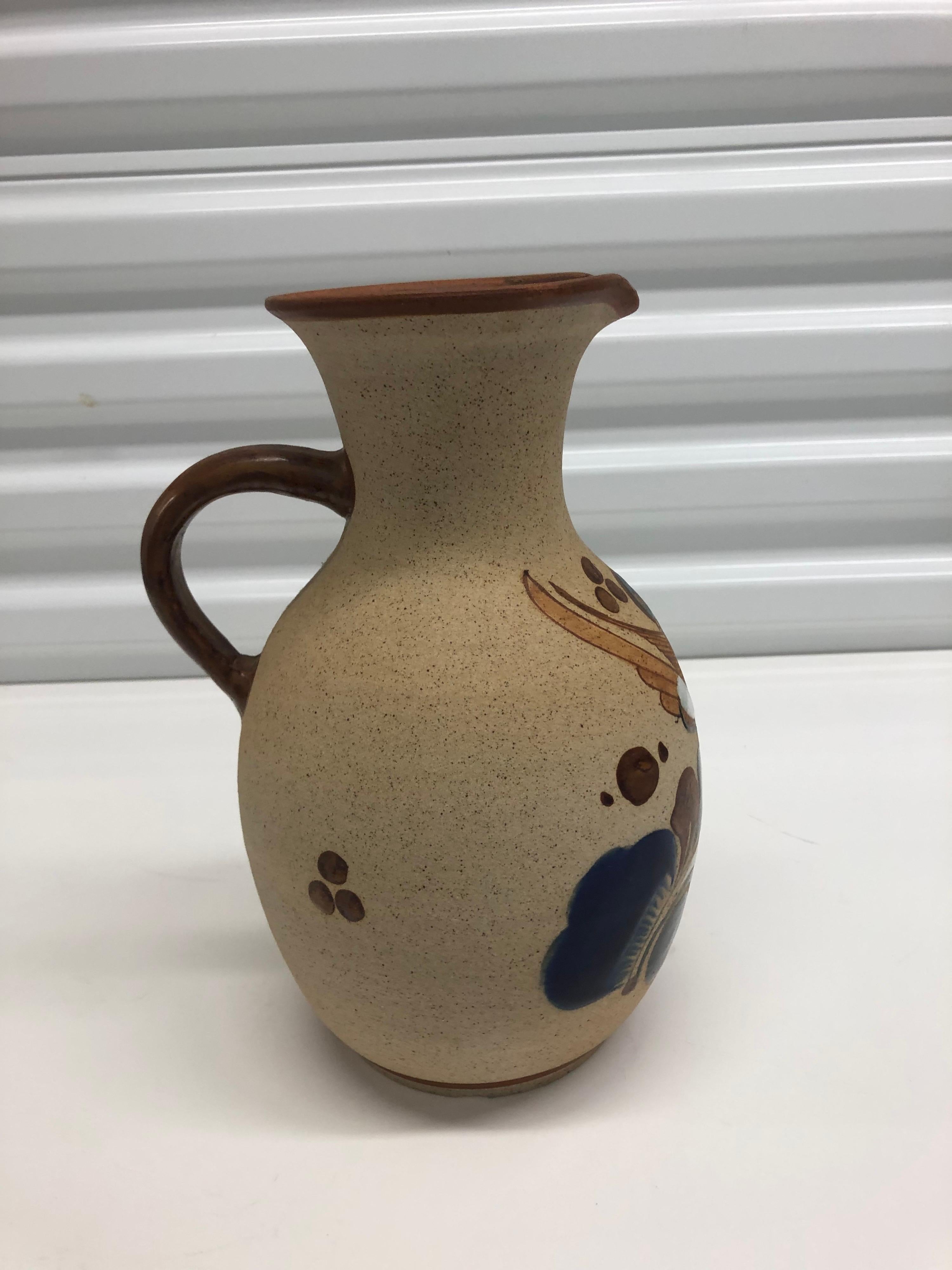 Large Mexican Hand Painted Tonala Water Jug In Good Condition In Oakland Park, FL