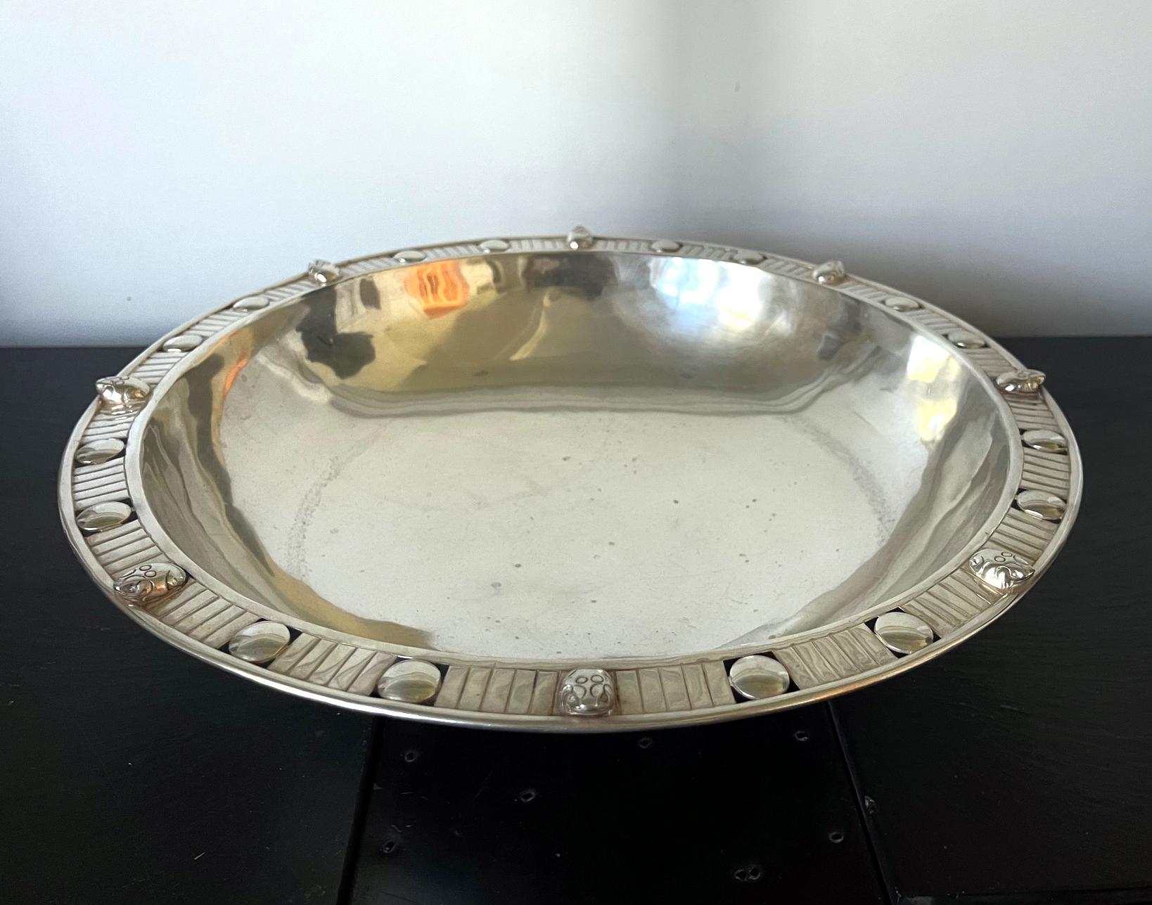 Large Mexican Modern Sterling Silver Center Bowl William Spratling In Good Condition In Atlanta, GA